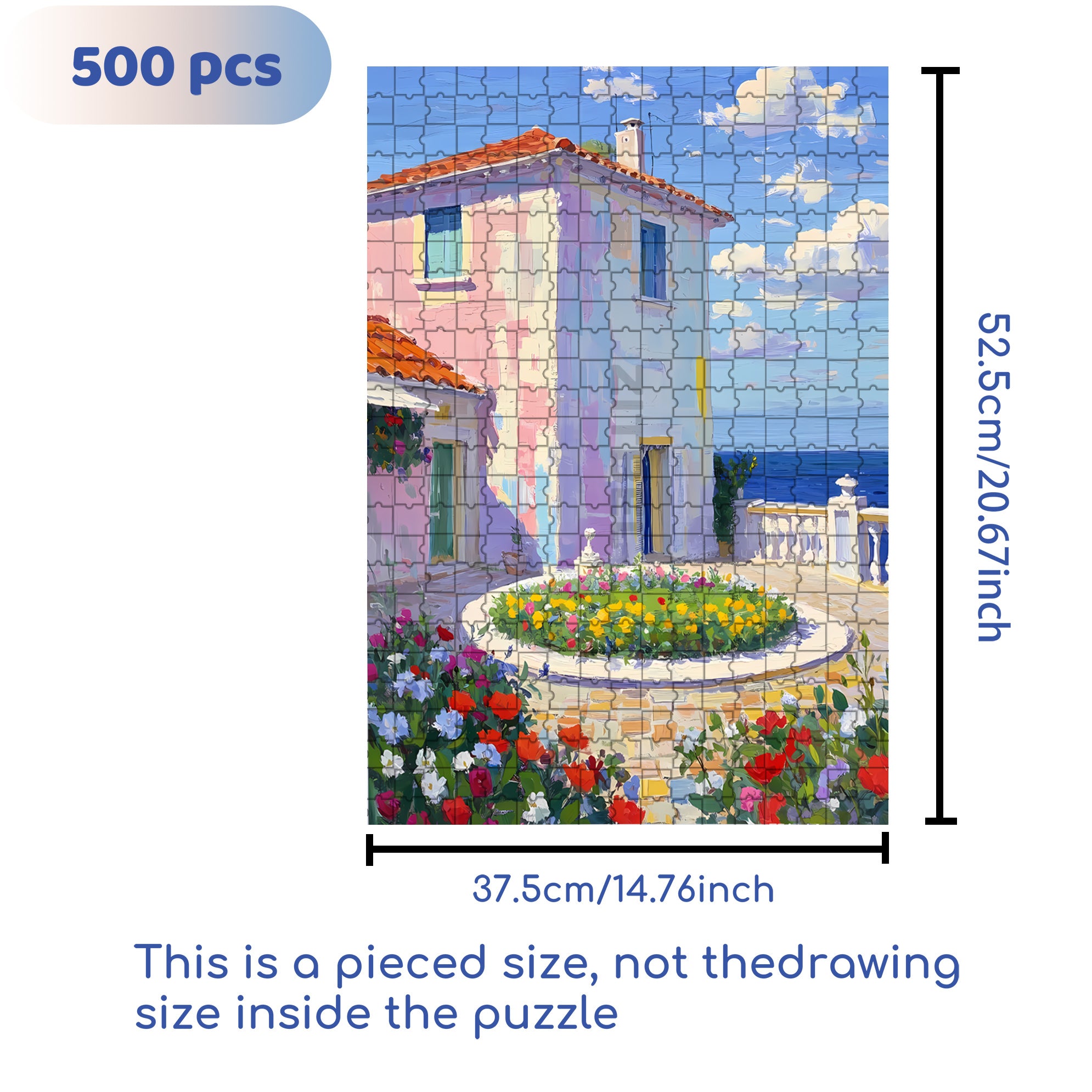 Beach House 500pcs/1000pcs Jigsaw Puzzle, Scratch-Resistant, Interactive Family Game & Brain-Boosting DIY Decor, Perfect for Halloween, Christmas & New Year Gifts, Family Puzzle Game