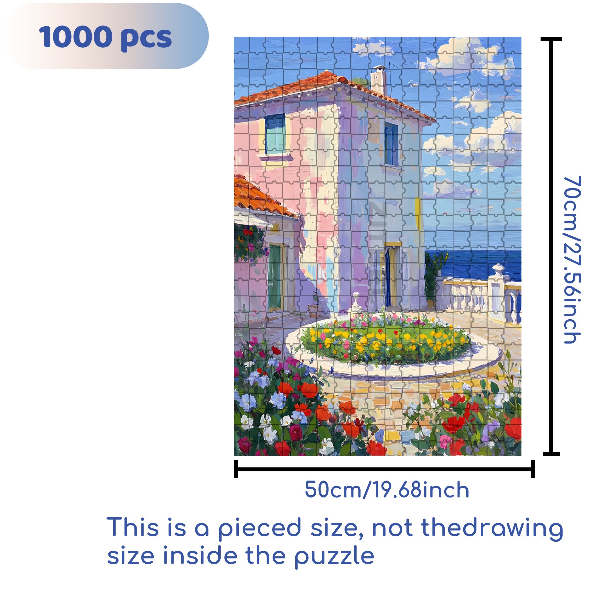 Beach House 500pcs/1000pcs Jigsaw Puzzle, Scratch-Resistant, Interactive Family Game & Brain-Boosting DIY Decor, Perfect for Halloween, Christmas & New Year Gifts, Family Puzzle Game