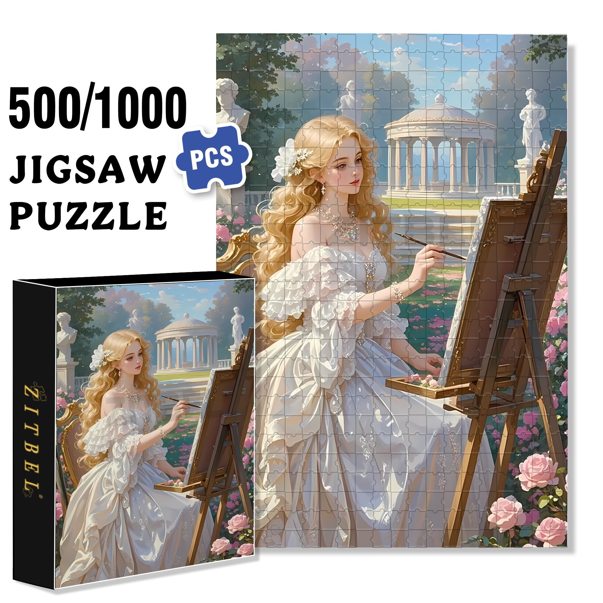 Beautiful Woman Painting Oil Paintings 500pcs/1000pcs Jigsaw Puzzle, Scratch-Resistant, Interactive Family Game & Brain-Boosting DIY Decor, Perfect for Halloween, Christmas & New Year Gifts, Family Puzzle Game