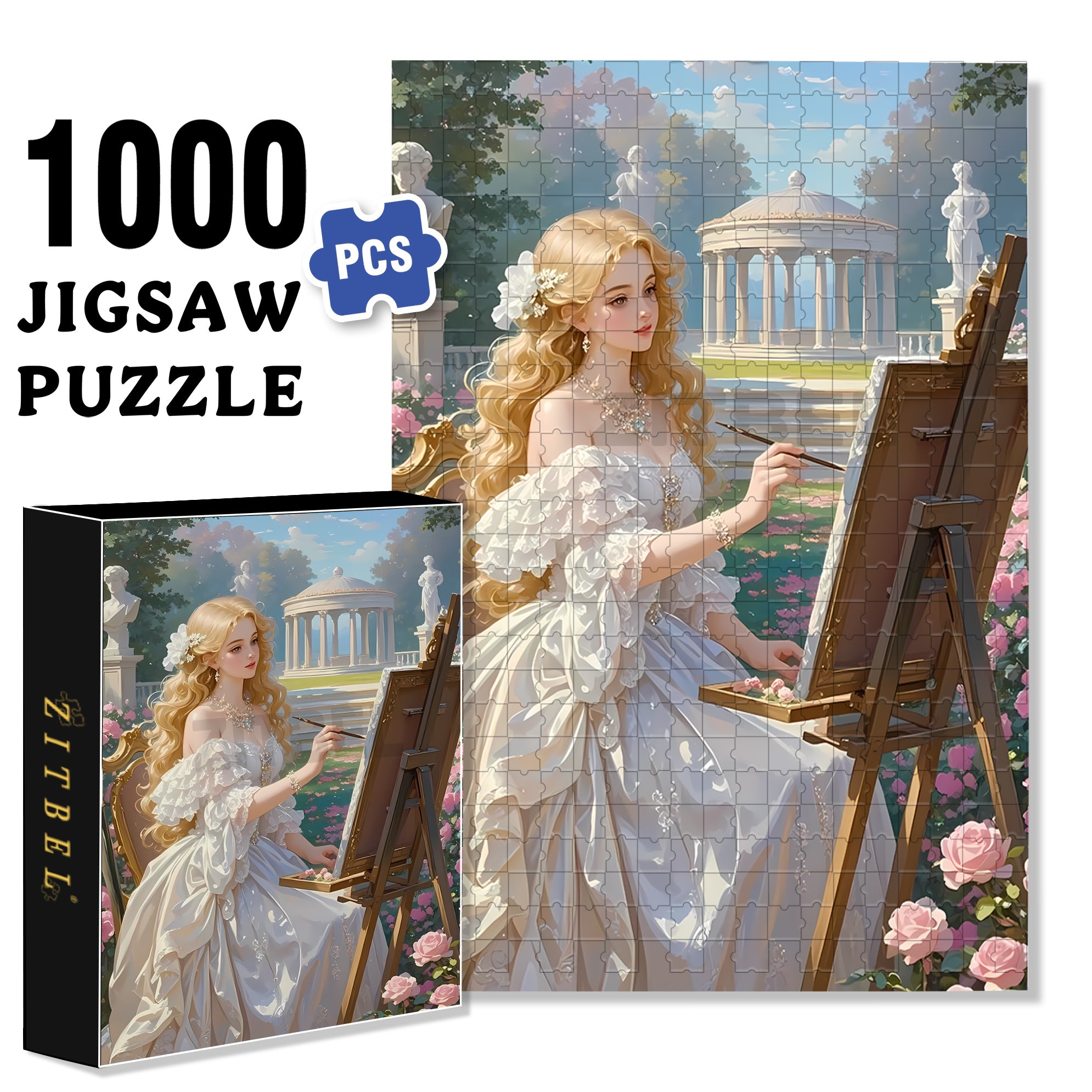 Beautiful Woman Painting Oil Paintings 500pcs/1000pcs Jigsaw Puzzle, Scratch-Resistant, Interactive Family Game & Brain-Boosting DIY Decor, Perfect for Halloween, Christmas & New Year Gifts, Family Puzzle Game