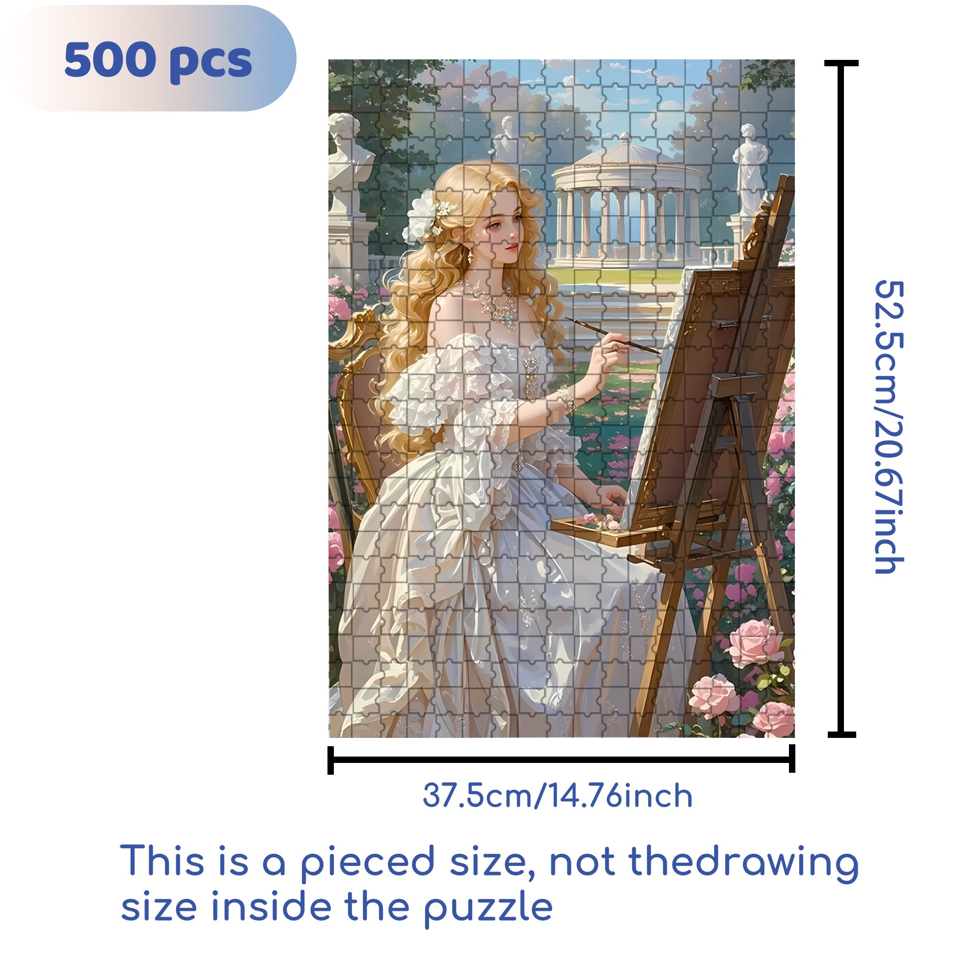 Beautiful Woman Painting Oil Paintings 500pcs/1000pcs Jigsaw Puzzle, Scratch-Resistant, Interactive Family Game & Brain-Boosting DIY Decor, Perfect for Halloween, Christmas & New Year Gifts, Family Puzzle Game