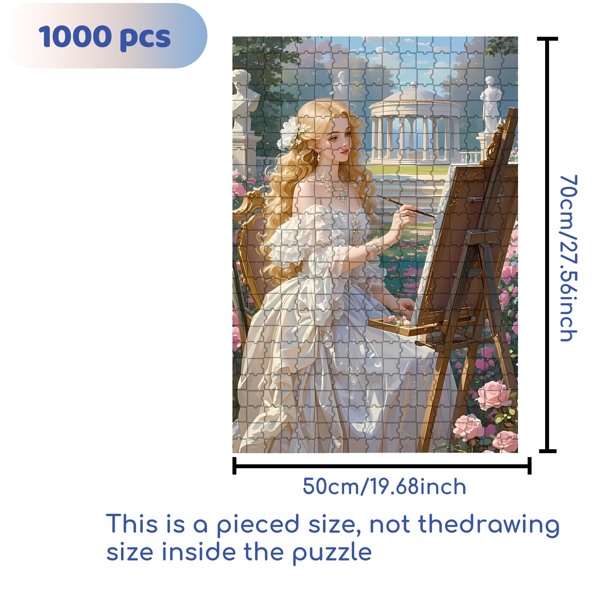Beautiful Woman Painting Oil Paintings 500pcs/1000pcs Jigsaw Puzzle, Scratch-Resistant, Interactive Family Game & Brain-Boosting DIY Decor, Perfect for Halloween, Christmas & New Year Gifts, Family Puzzle Game