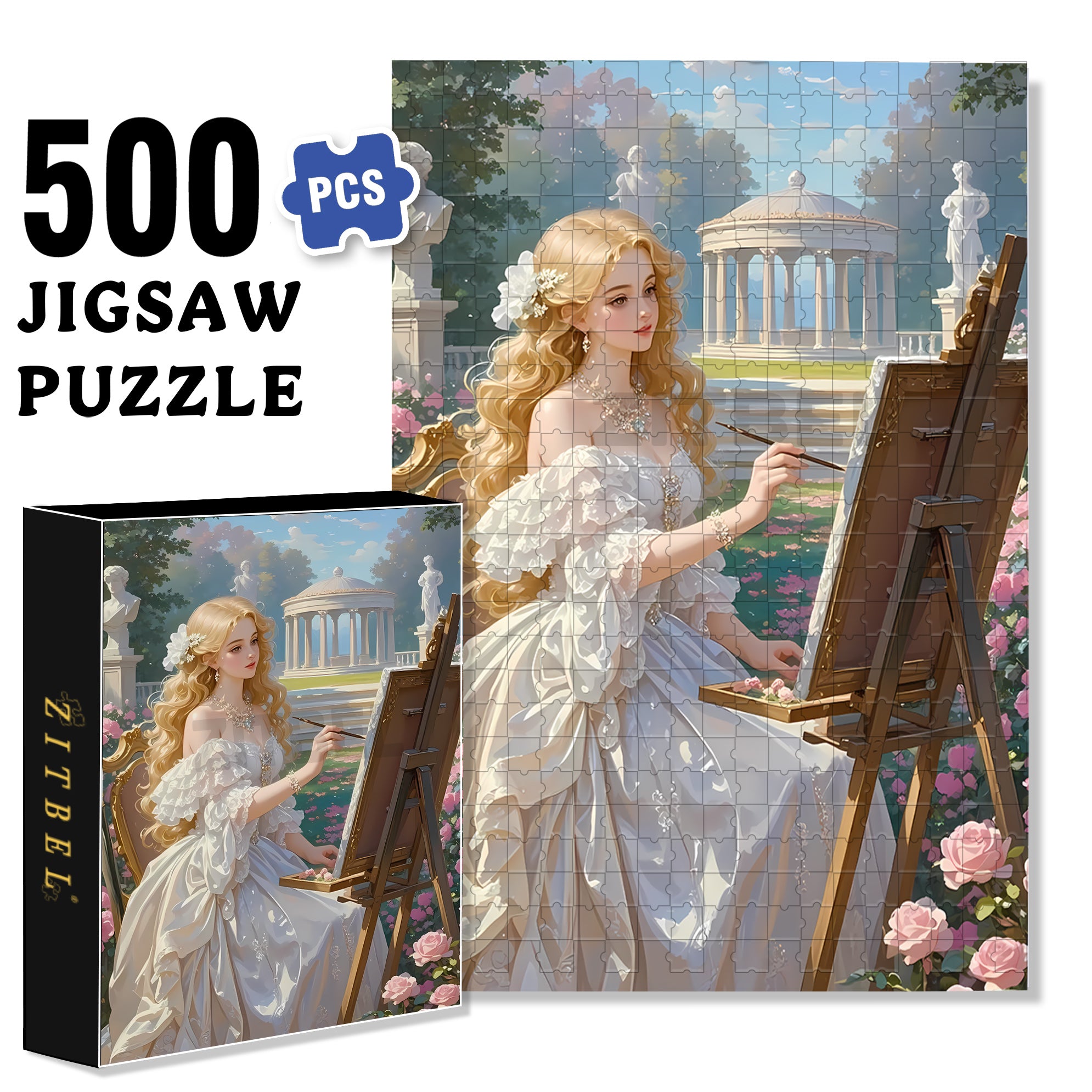Beautiful Woman Painting Oil Paintings 500pcs/1000pcs Jigsaw Puzzle, Scratch-Resistant, Interactive Family Game & Brain-Boosting DIY Decor, Perfect for Halloween, Christmas & New Year Gifts, Family Puzzle Game