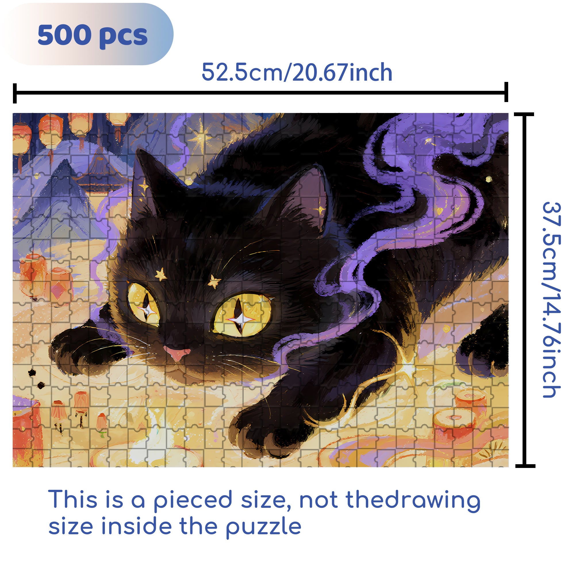Black Cat1 500pcs/1000pcs Jigsaw Puzzle, Scratch-Resistant, Interactive Family Game & Brain-Boosting DIY Decor, Perfect for Halloween, Christmas & New Year Gifts, Family Puzzle Game