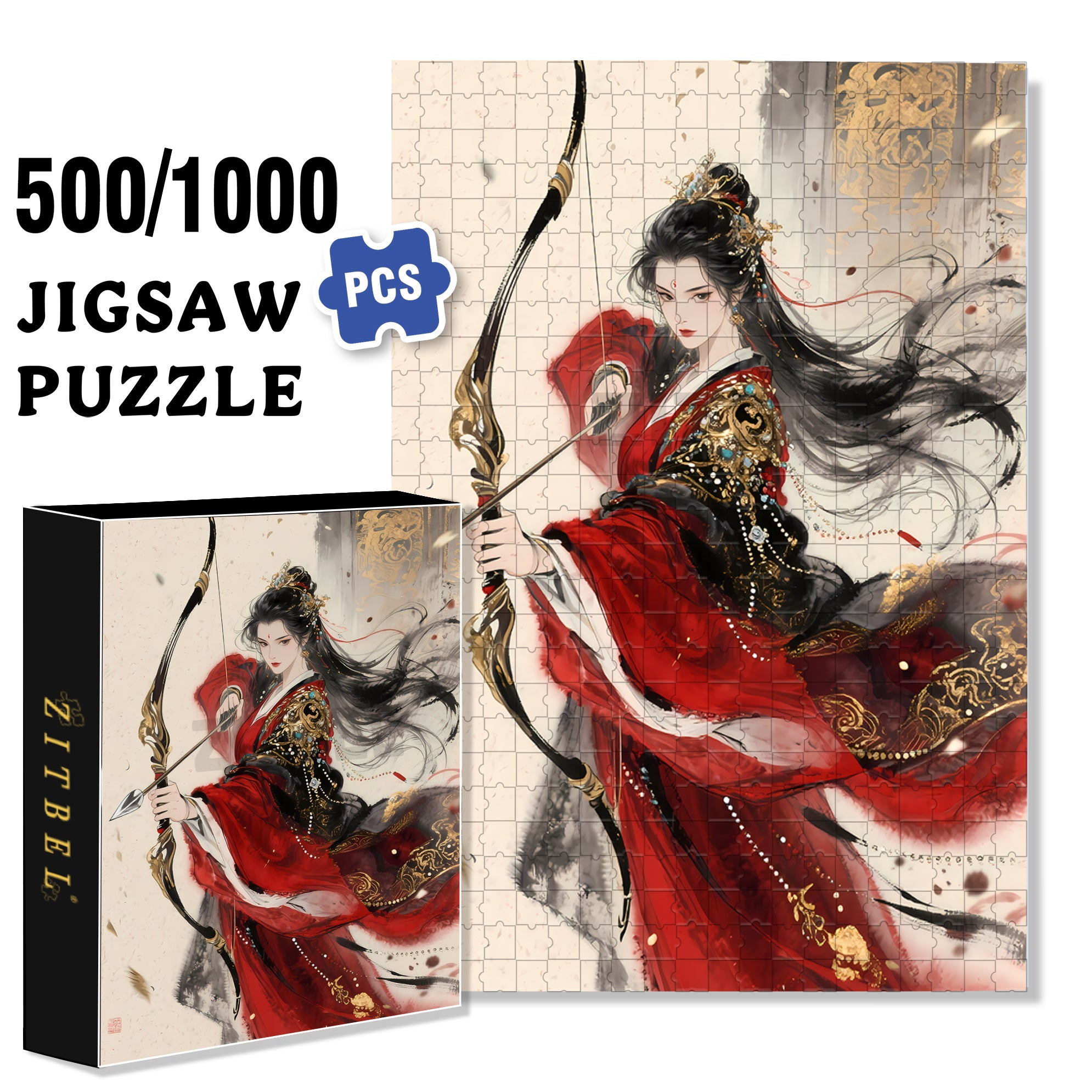 Bow Drawing 500pcs/1000pcs Jigsaw Puzzle, Scratch-Resistant, Interactive Family Game & Brain-Boosting DIY Decor, Perfect for Halloween, Christmas & New Year Gifts, Family Puzzle Game