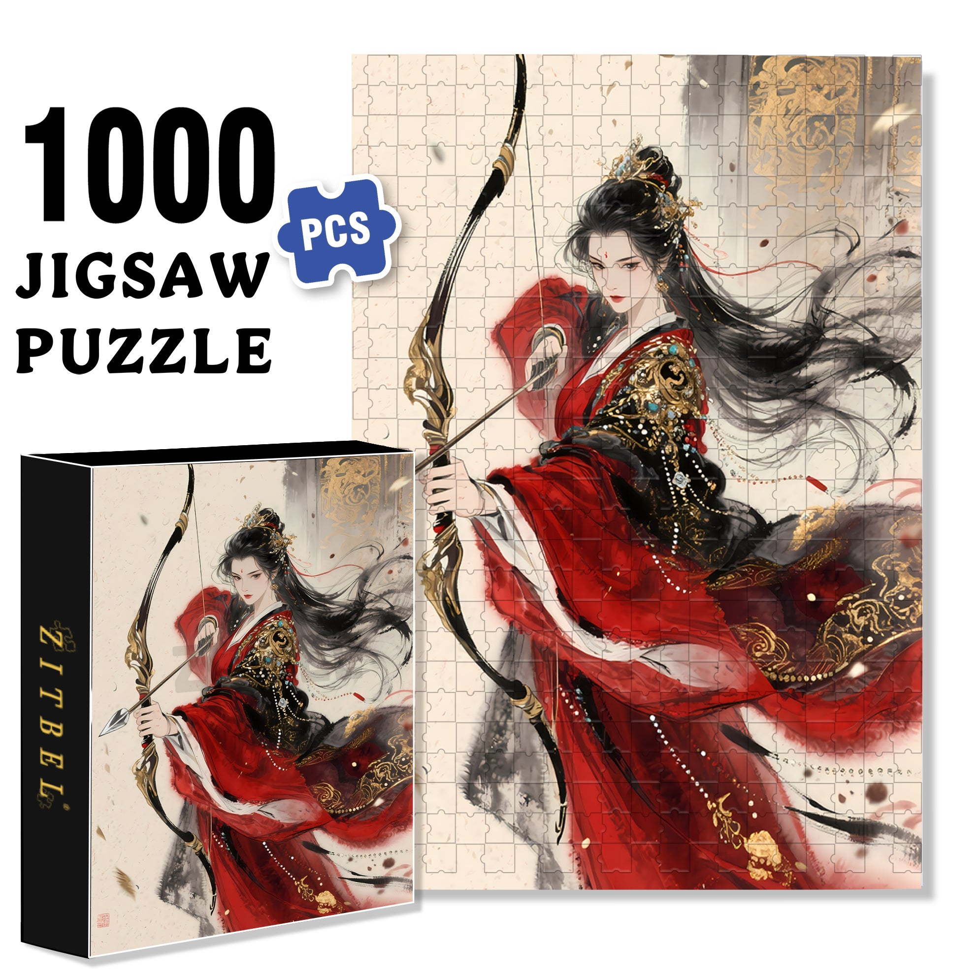 Bow Drawing 500pcs/1000pcs Jigsaw Puzzle, Scratch-Resistant, Interactive Family Game & Brain-Boosting DIY Decor, Perfect for Halloween, Christmas & New Year Gifts, Family Puzzle Game