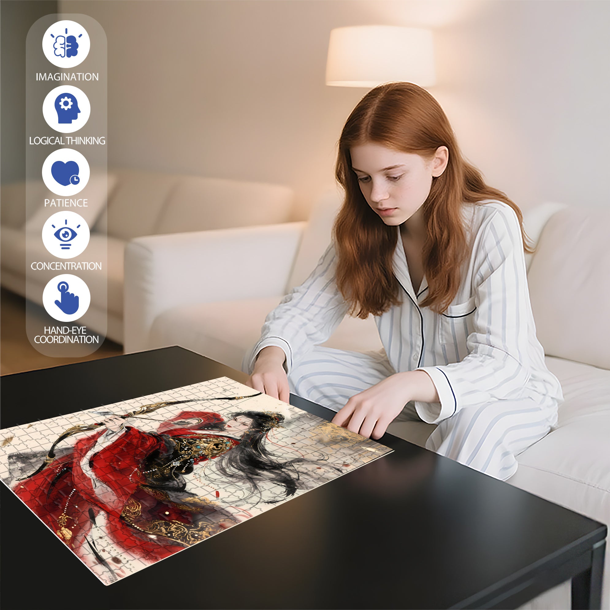 Bow Drawing 500pcs/1000pcs Jigsaw Puzzle, Scratch-Resistant, Interactive Family Game & Brain-Boosting DIY Decor, Perfect for Halloween, Christmas & New Year Gifts, Family Puzzle Game