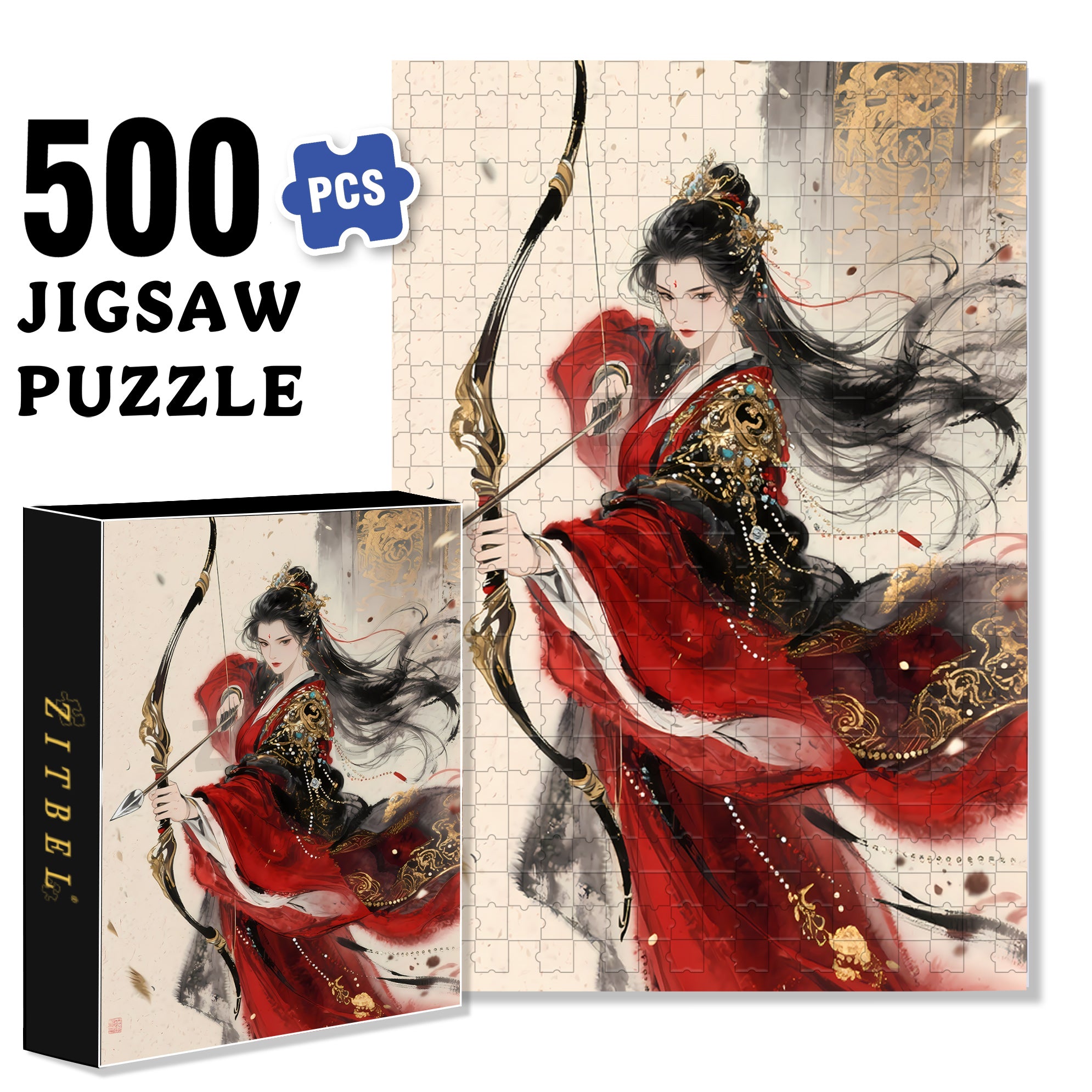 Bow Drawing 500pcs/1000pcs Jigsaw Puzzle, Scratch-Resistant, Interactive Family Game & Brain-Boosting DIY Decor, Perfect for Halloween, Christmas & New Year Gifts, Family Puzzle Game