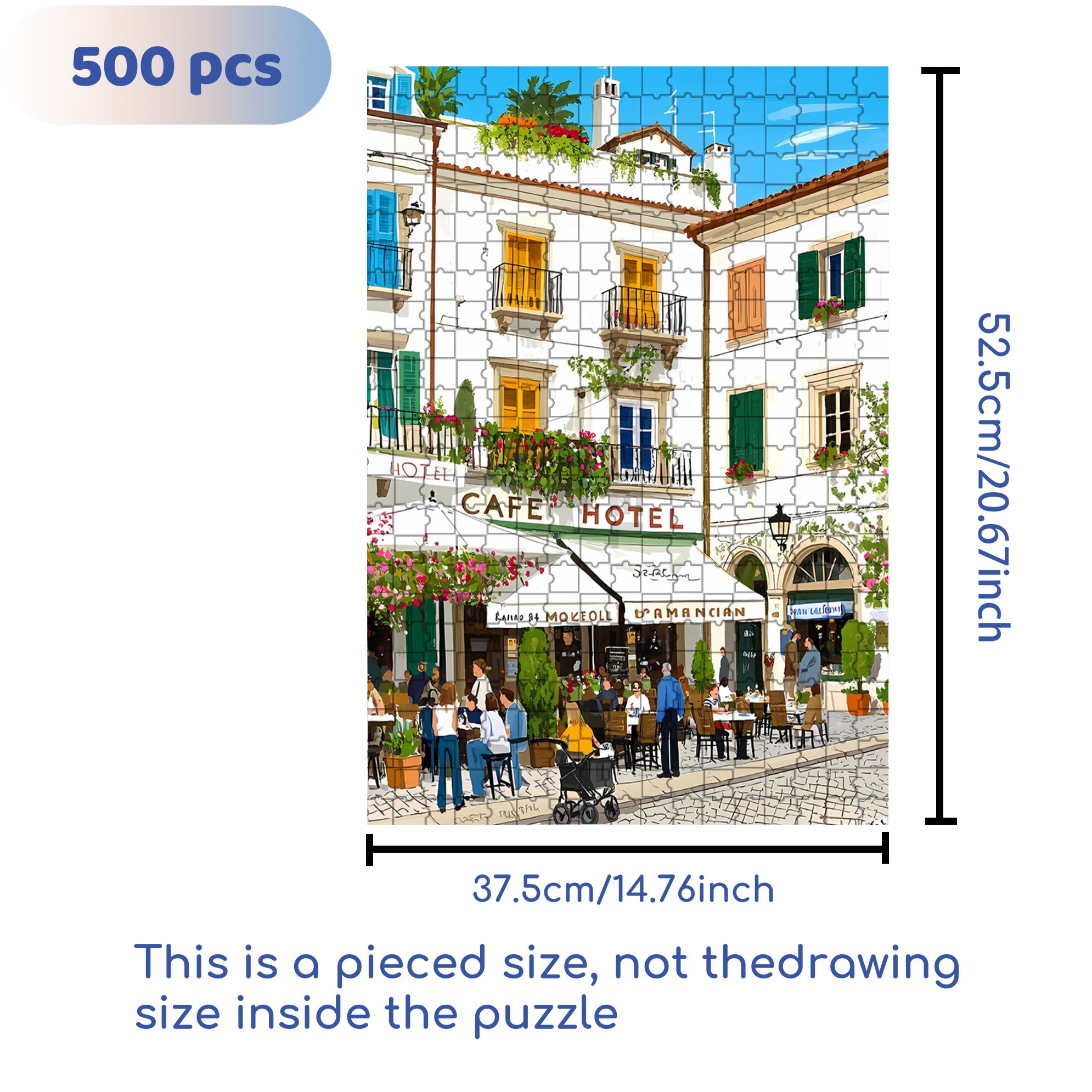 Cafe Hotel 500pcs/1000pcs Jigsaw Puzzle, Scratch-Resistant, Interactive Family Game & Brain-Boosting DIY Decor, Perfect for Halloween, Christmas & New Year Gifts, Family Puzzle Game