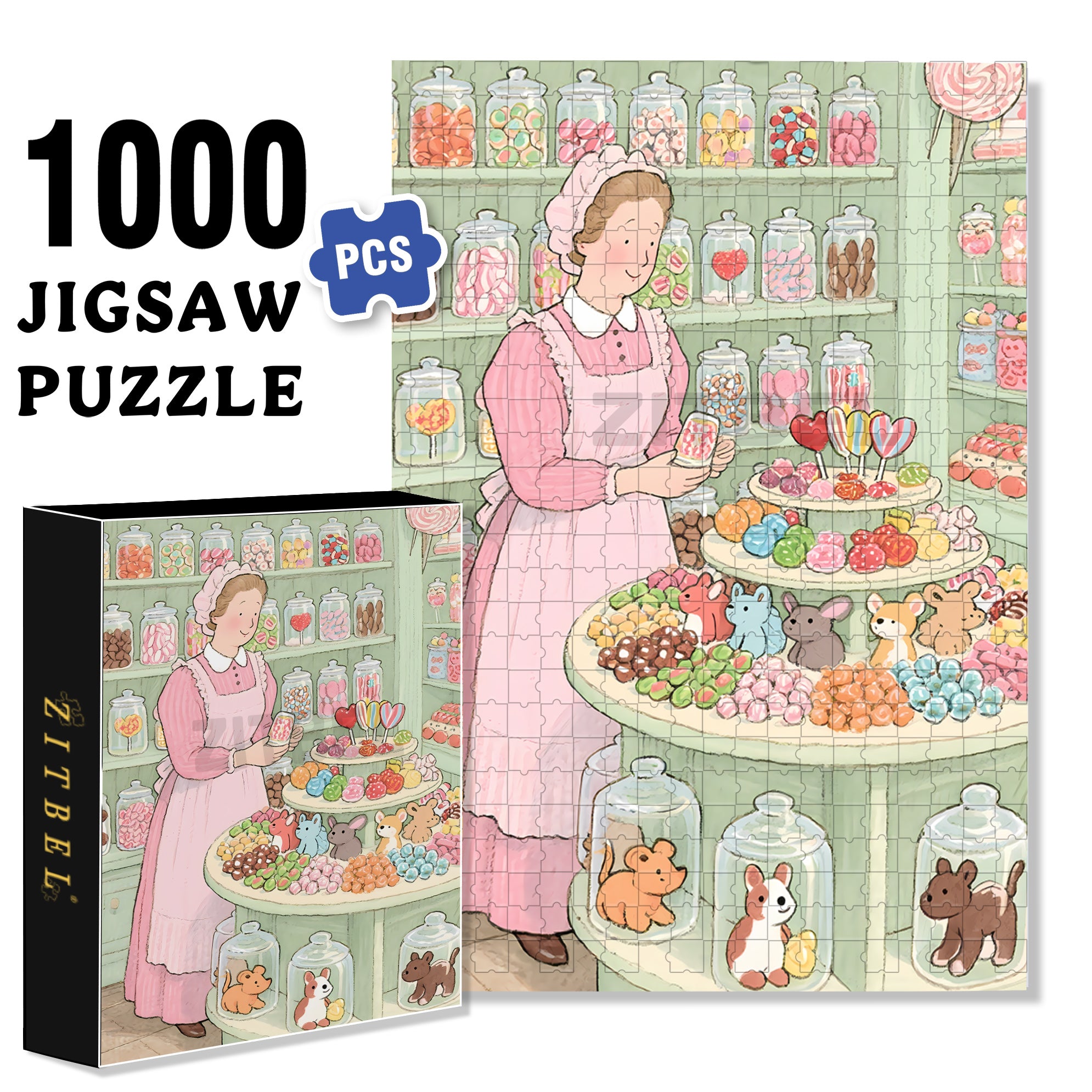 Candy World 500pcs/1000pcs Jigsaw Puzzle, Scratch-Resistant, Interactive Family Game & Brain-Boosting DIY Decor, Perfect for Halloween, Christmas & New Year Gifts, Family Puzzle Game