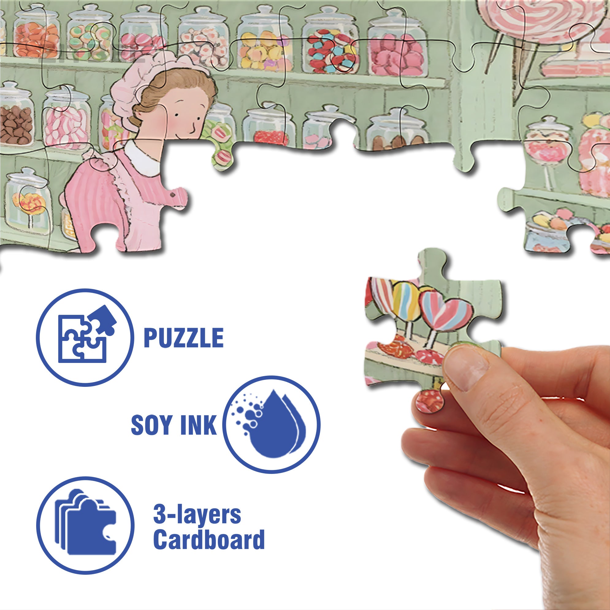 Candy World 500pcs/1000pcs Jigsaw Puzzle, Scratch-Resistant, Interactive Family Game & Brain-Boosting DIY Decor, Perfect for Halloween, Christmas & New Year Gifts, Family Puzzle Game