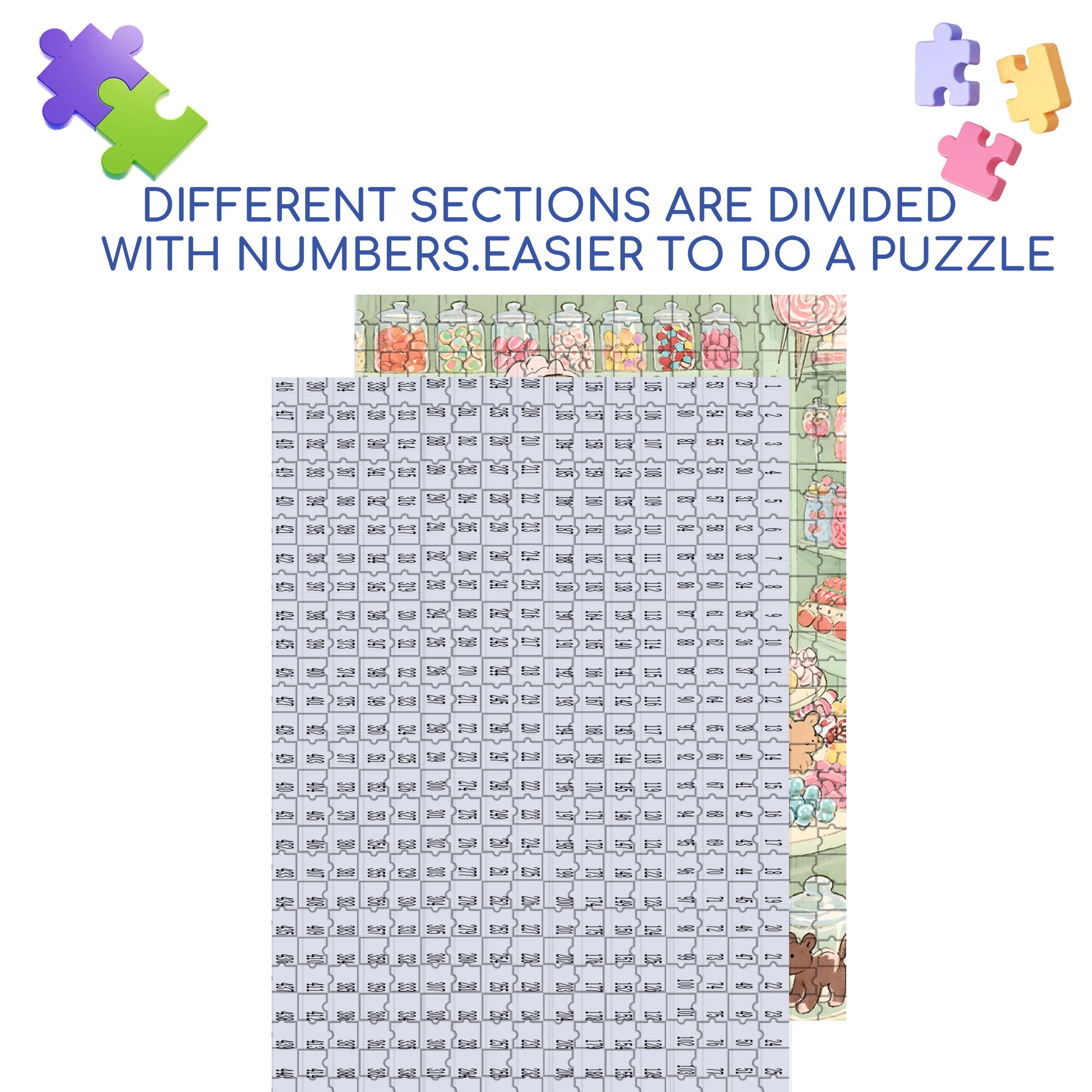 Candy World 500pcs/1000pcs Jigsaw Puzzle, Scratch-Resistant, Interactive Family Game & Brain-Boosting DIY Decor, Perfect for Halloween, Christmas & New Year Gifts, Family Puzzle Game