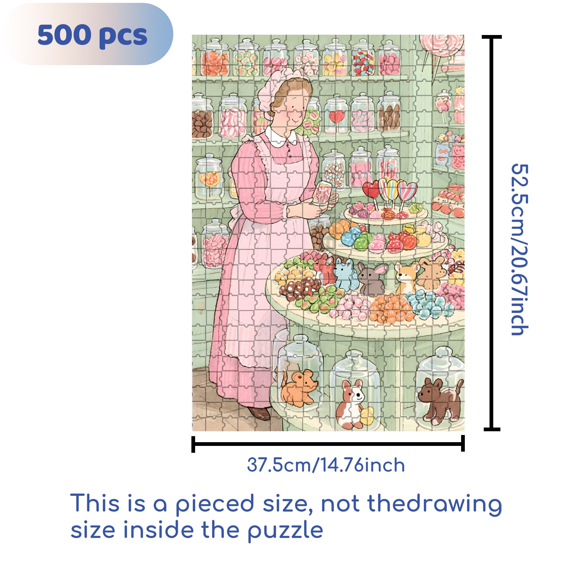 Candy World 500pcs/1000pcs Jigsaw Puzzle, Scratch-Resistant, Interactive Family Game & Brain-Boosting DIY Decor, Perfect for Halloween, Christmas & New Year Gifts, Family Puzzle Game
