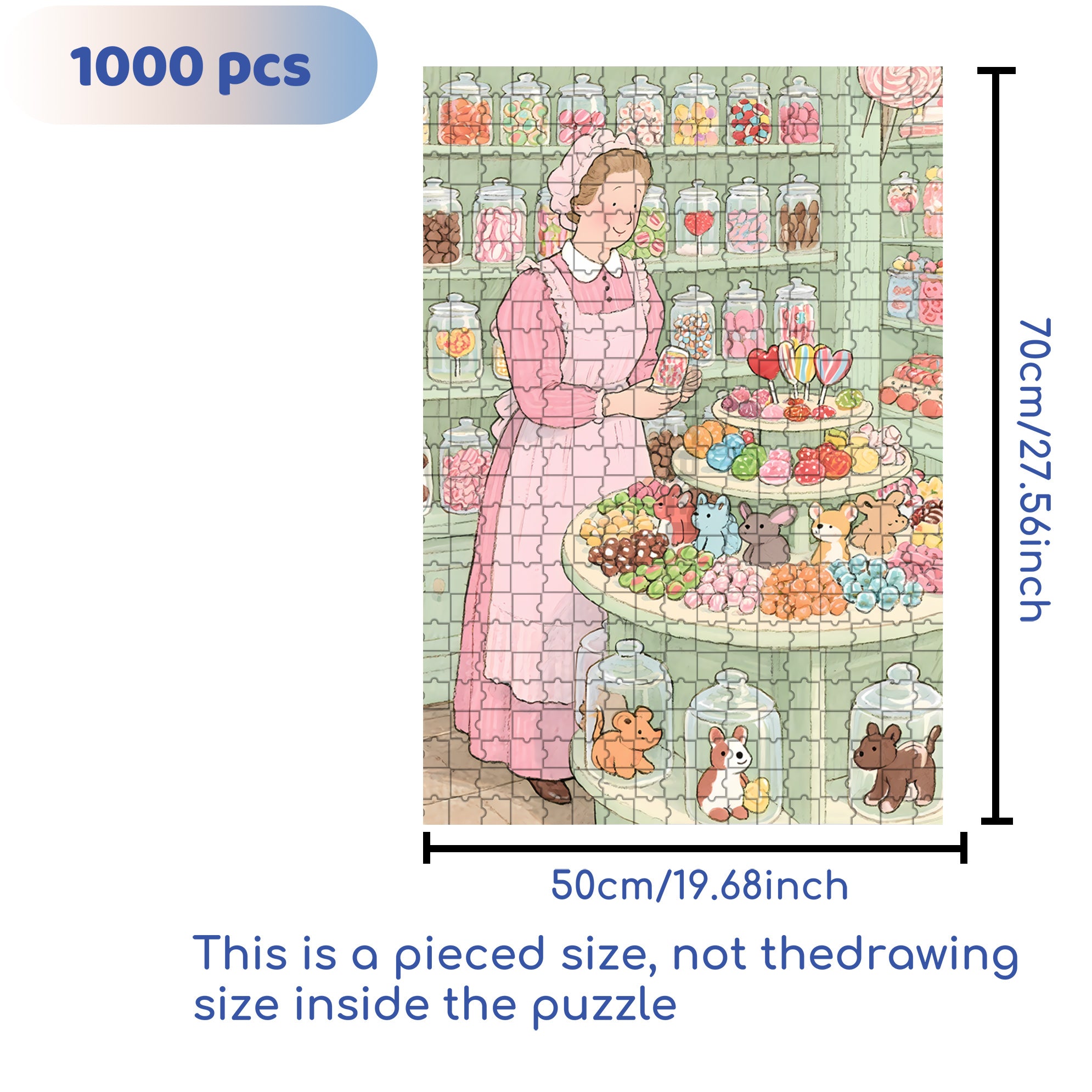 Candy World 500pcs/1000pcs Jigsaw Puzzle, Scratch-Resistant, Interactive Family Game & Brain-Boosting DIY Decor, Perfect for Halloween, Christmas & New Year Gifts, Family Puzzle Game