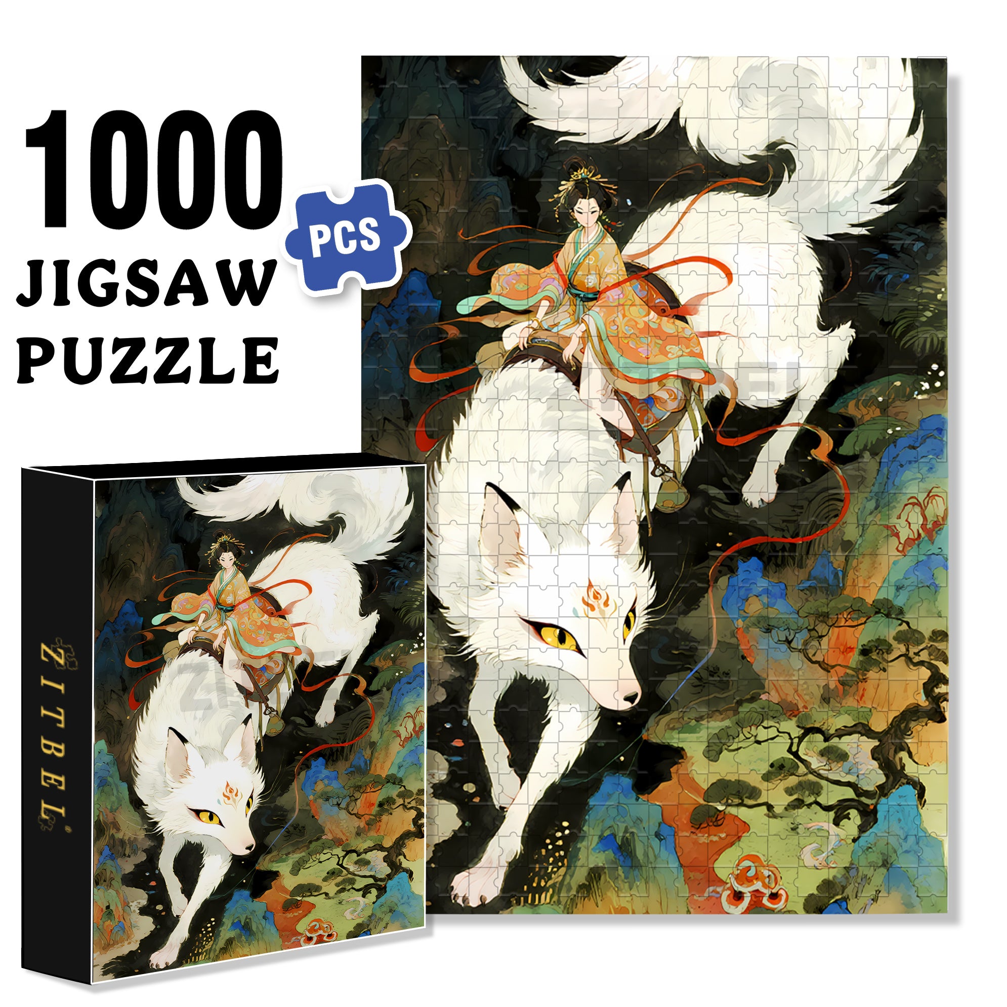 Chinese Mythology 500pcs/1000pcs Jigsaw Puzzle, Scratch-Resistant, Interactive Family Game & Brain-Boosting DIY Decor, Perfect for Halloween, Christmas & New Year Gifts, Family Puzzle Game