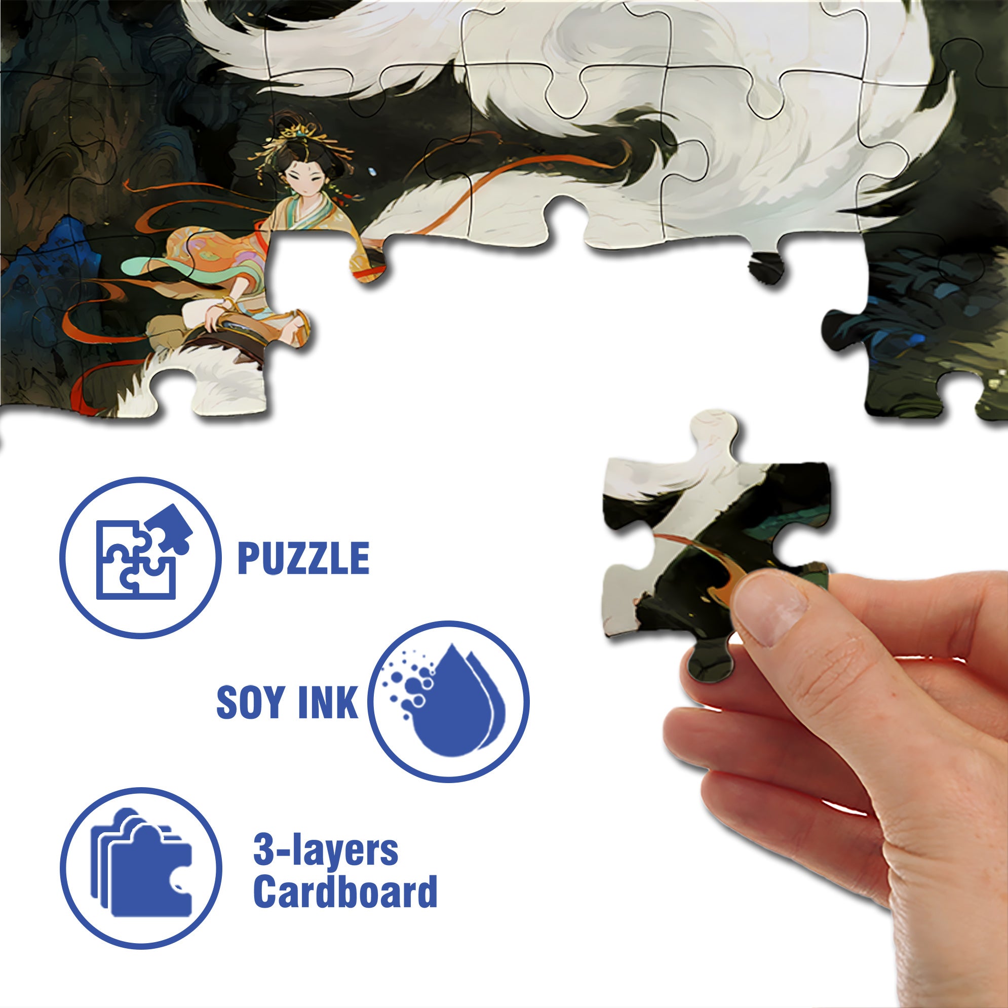 Chinese Mythology 500pcs/1000pcs Jigsaw Puzzle, Scratch-Resistant, Interactive Family Game & Brain-Boosting DIY Decor, Perfect for Halloween, Christmas & New Year Gifts, Family Puzzle Game