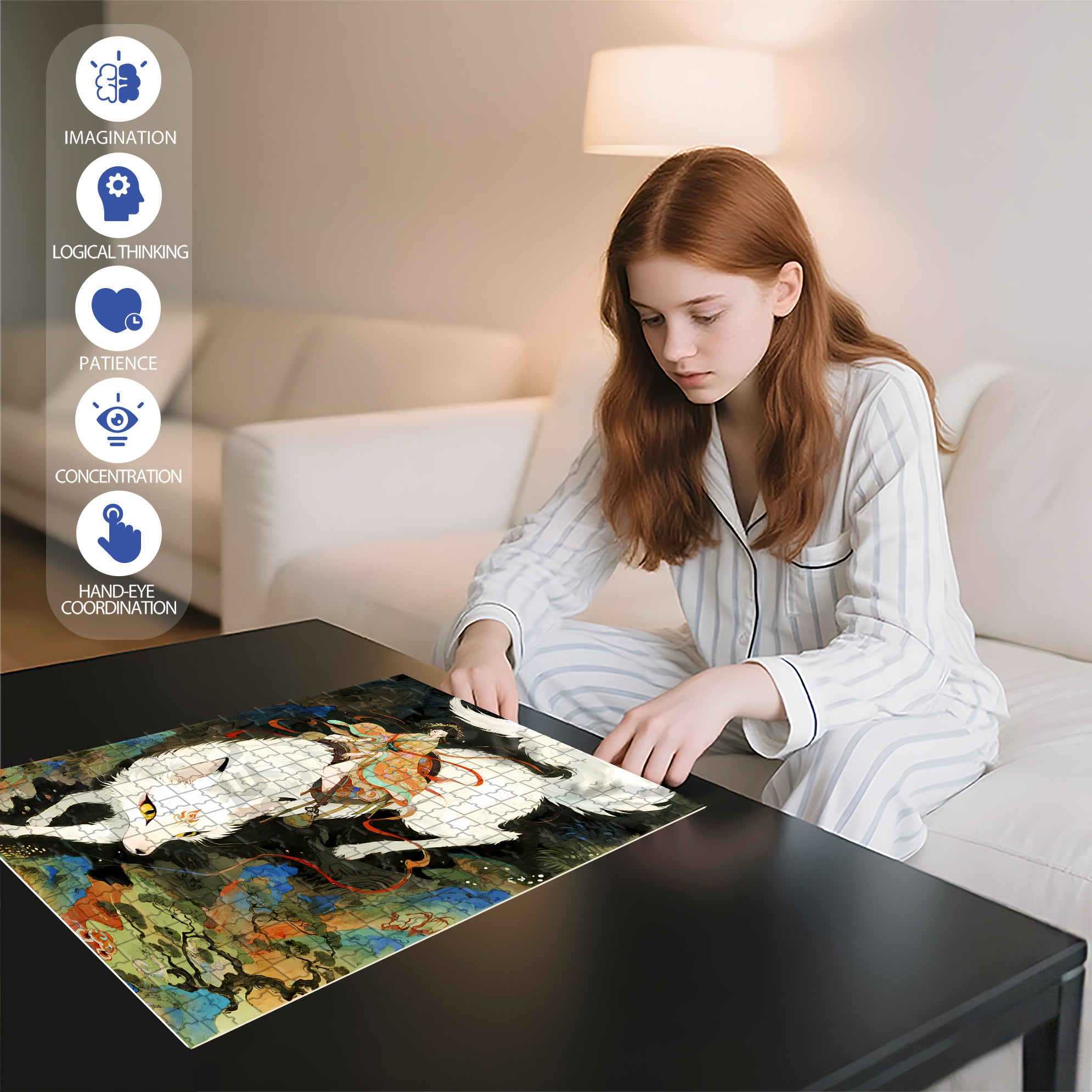 Chinese Mythology 500pcs/1000pcs Jigsaw Puzzle, Scratch-Resistant, Interactive Family Game & Brain-Boosting DIY Decor, Perfect for Halloween, Christmas & New Year Gifts, Family Puzzle Game
