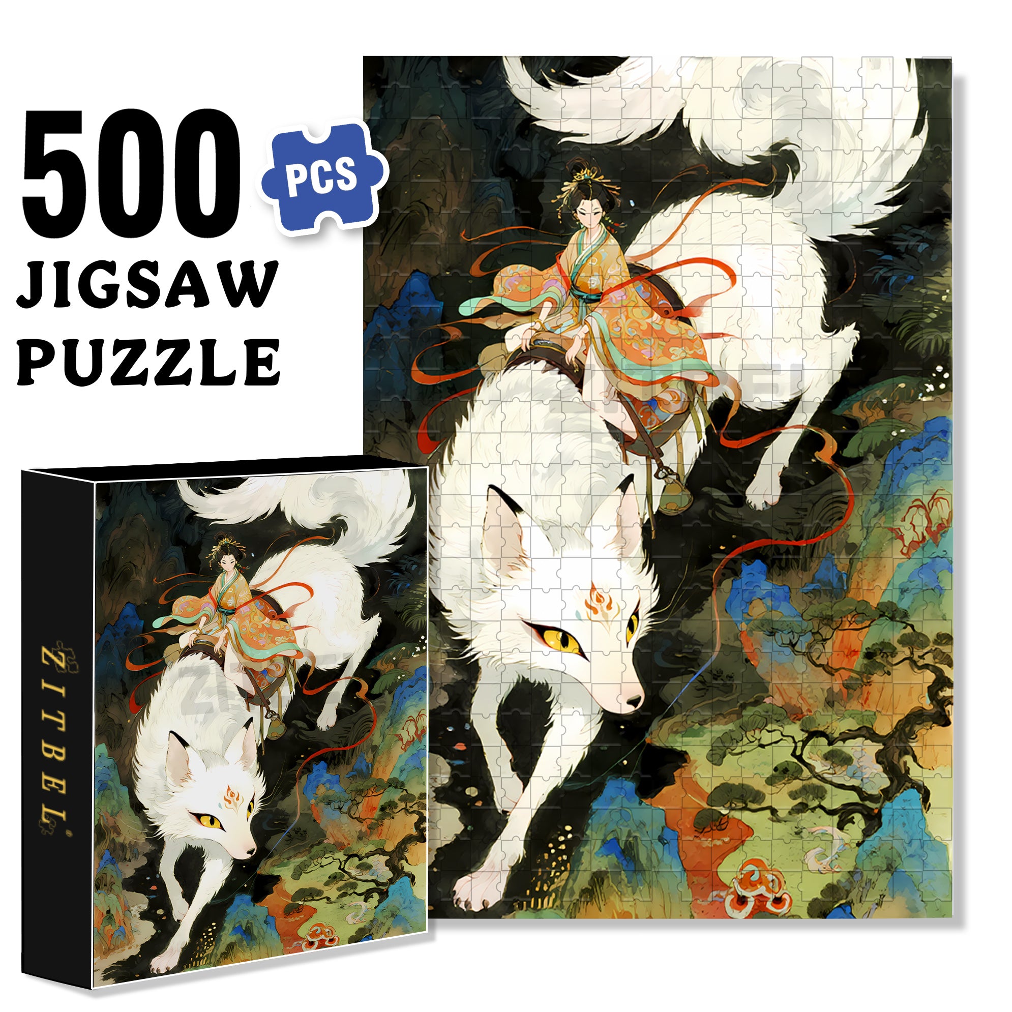 Chinese Mythology 500pcs/1000pcs Jigsaw Puzzle, Scratch-Resistant, Interactive Family Game & Brain-Boosting DIY Decor, Perfect for Halloween, Christmas & New Year Gifts, Family Puzzle Game