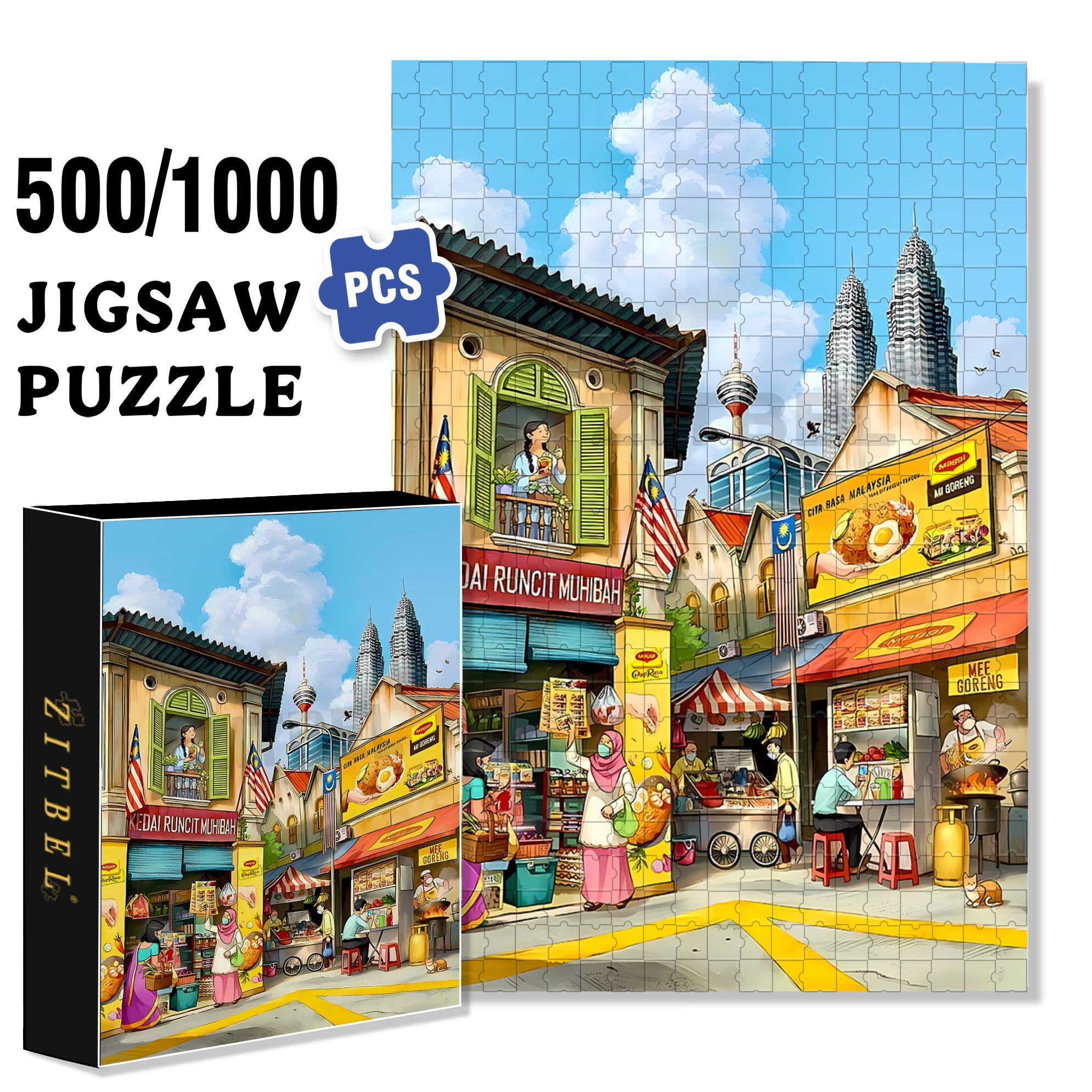 Come And Have A Look 500pcs/1000pcs Jigsaw Puzzle, Scratch-Resistant, Interactive Family Game & Brain-Boosting DIY Decor, Perfect for Halloween, Christmas & New Year Gifts, Family Puzzle Game