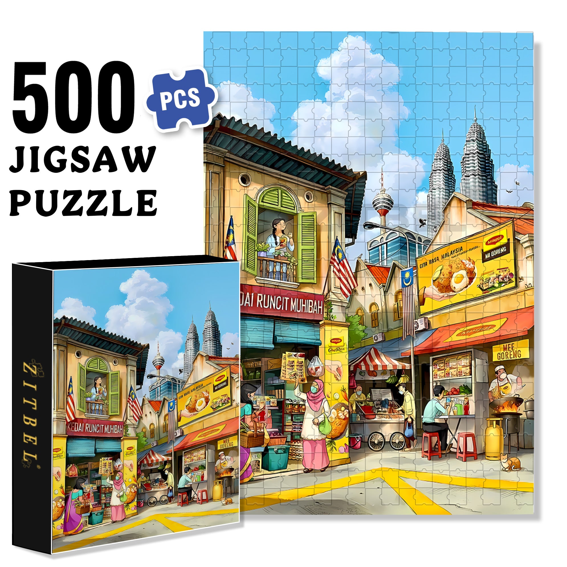 Come And Have A Look 500pcs/1000pcs Jigsaw Puzzle, Scratch-Resistant, Interactive Family Game & Brain-Boosting DIY Decor, Perfect for Halloween, Christmas & New Year Gifts, Family Puzzle Game