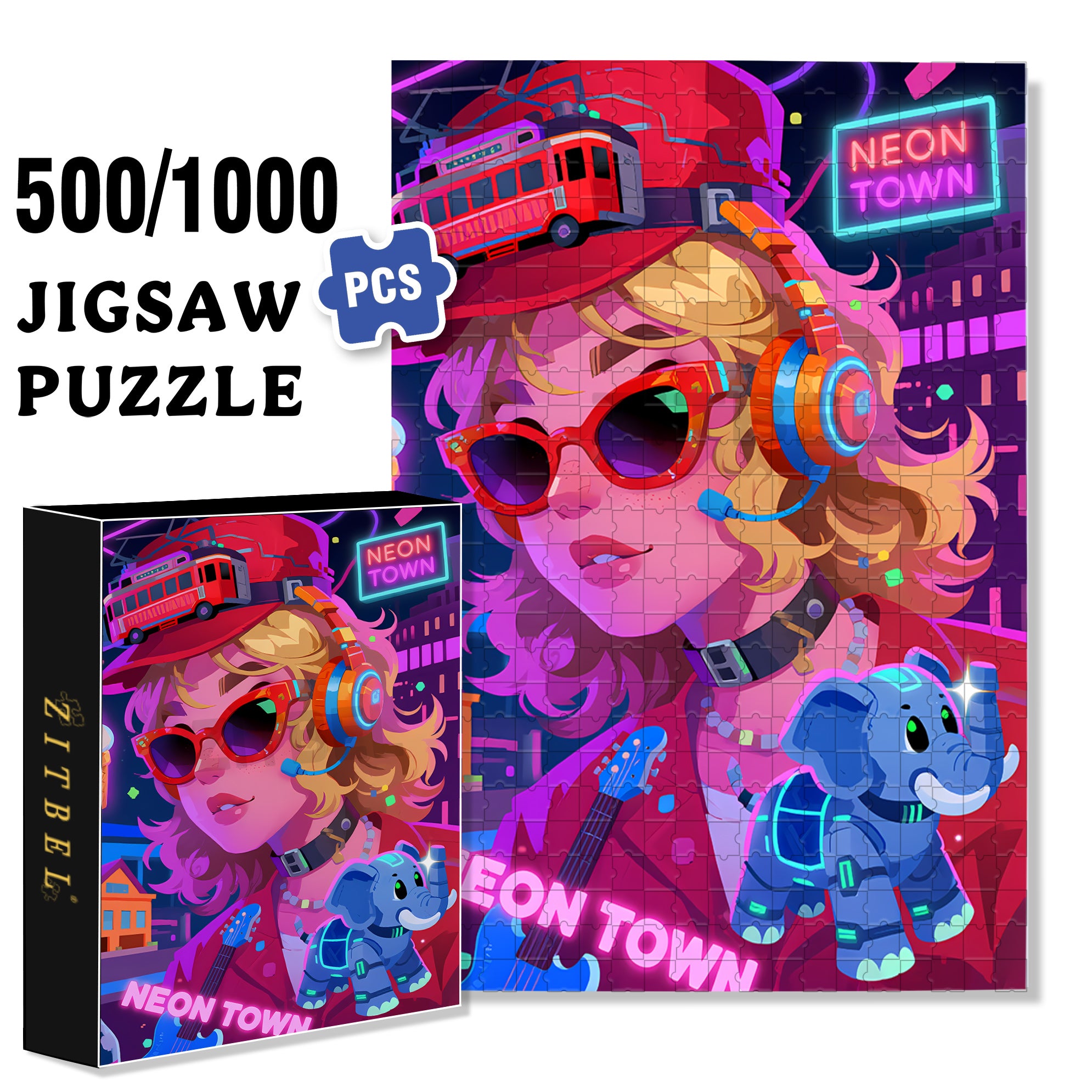 Cyberpunk 500pcs/1000pcs Jigsaw Puzzle, Scratch-Resistant, Interactive Family Game & Brain-Boosting DIY Decor, Perfect for Halloween, Christmas & New Year Gifts, Family Puzzle Game