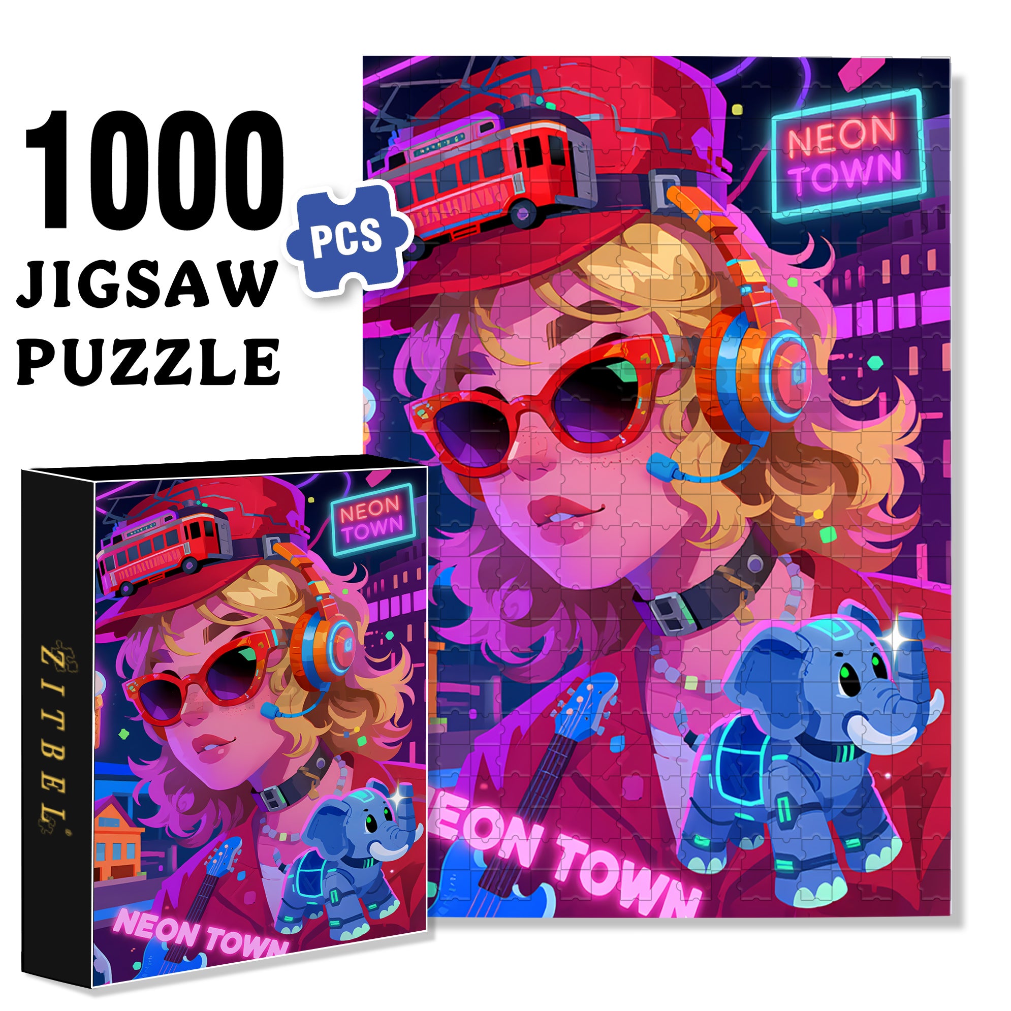 Cyberpunk 500pcs/1000pcs Jigsaw Puzzle, Scratch-Resistant, Interactive Family Game & Brain-Boosting DIY Decor, Perfect for Halloween, Christmas & New Year Gifts, Family Puzzle Game