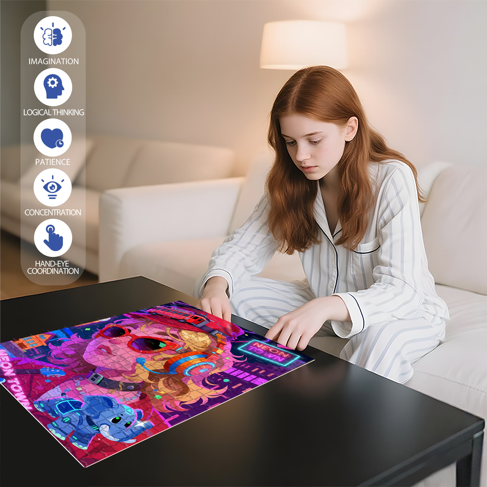 Cyberpunk 500pcs/1000pcs Jigsaw Puzzle, Scratch-Resistant, Interactive Family Game & Brain-Boosting DIY Decor, Perfect for Halloween, Christmas & New Year Gifts, Family Puzzle Game