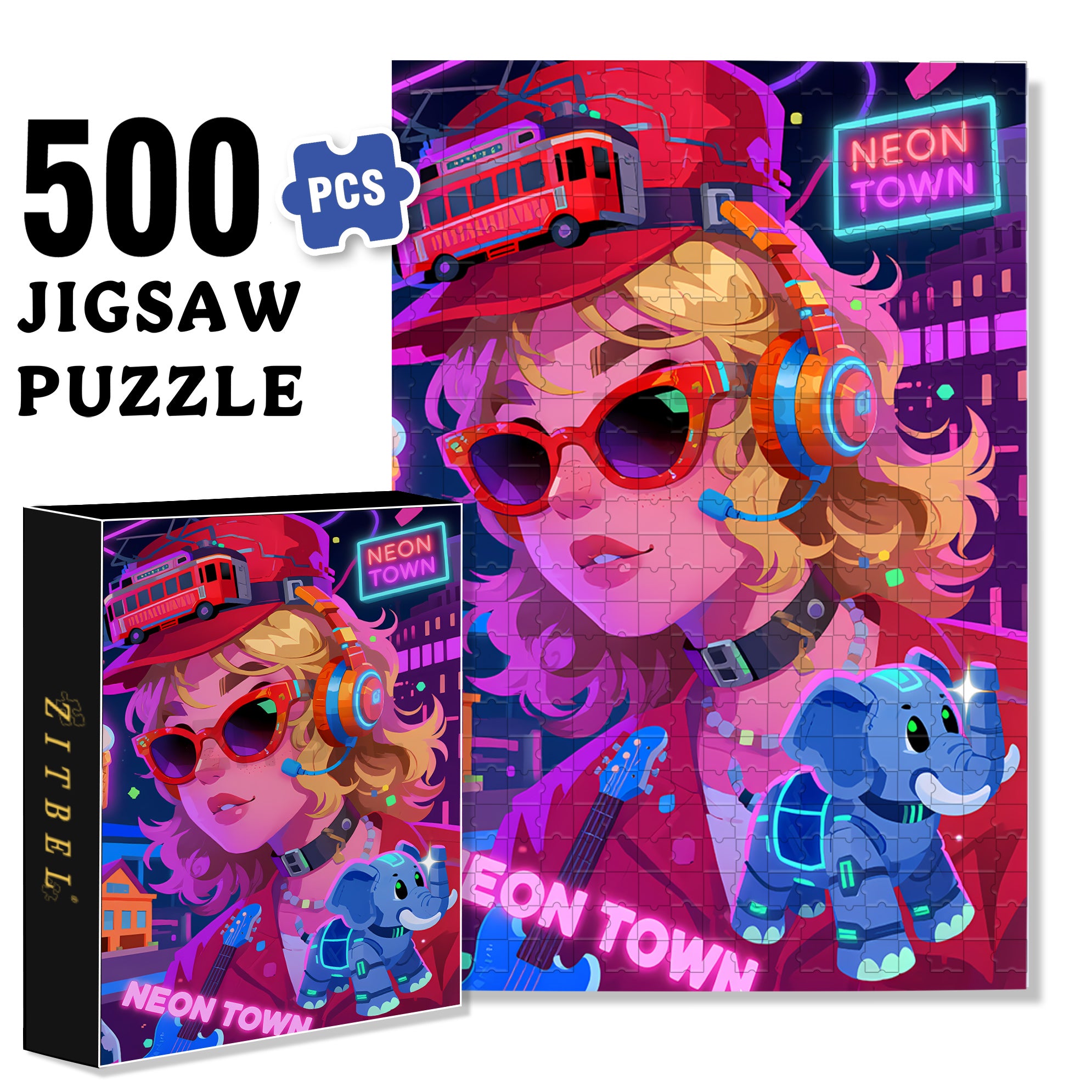 Cyberpunk 500pcs/1000pcs Jigsaw Puzzle, Scratch-Resistant, Interactive Family Game & Brain-Boosting DIY Decor, Perfect for Halloween, Christmas & New Year Gifts, Family Puzzle Game