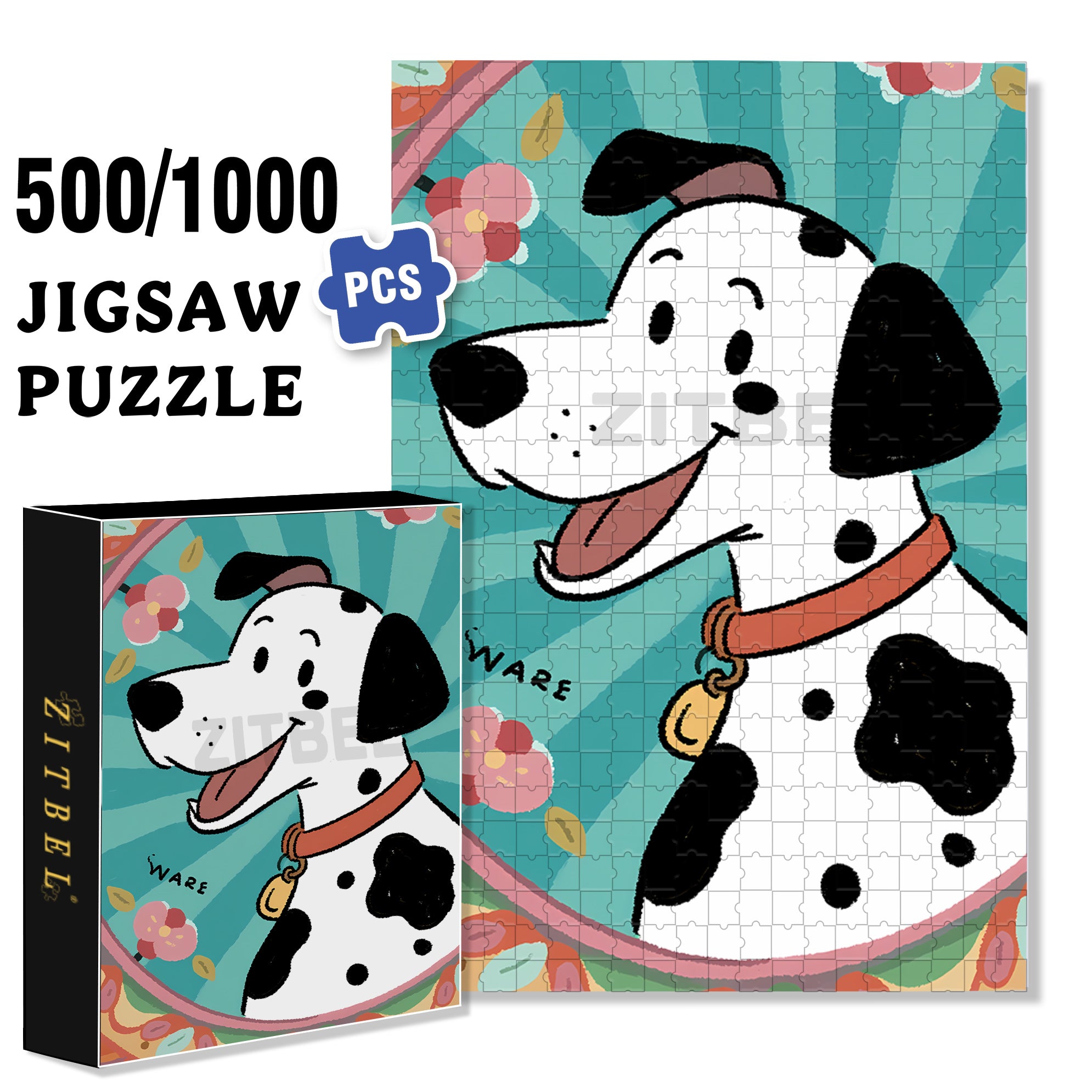 Dalmatian 500pcs/1000pcs Jigsaw Puzzle, Scratch-Resistant, Interactive Family Game & Brain-Boosting DIY Decor, Perfect for Halloween, Christmas & New Year Gifts, Family Puzzle Game