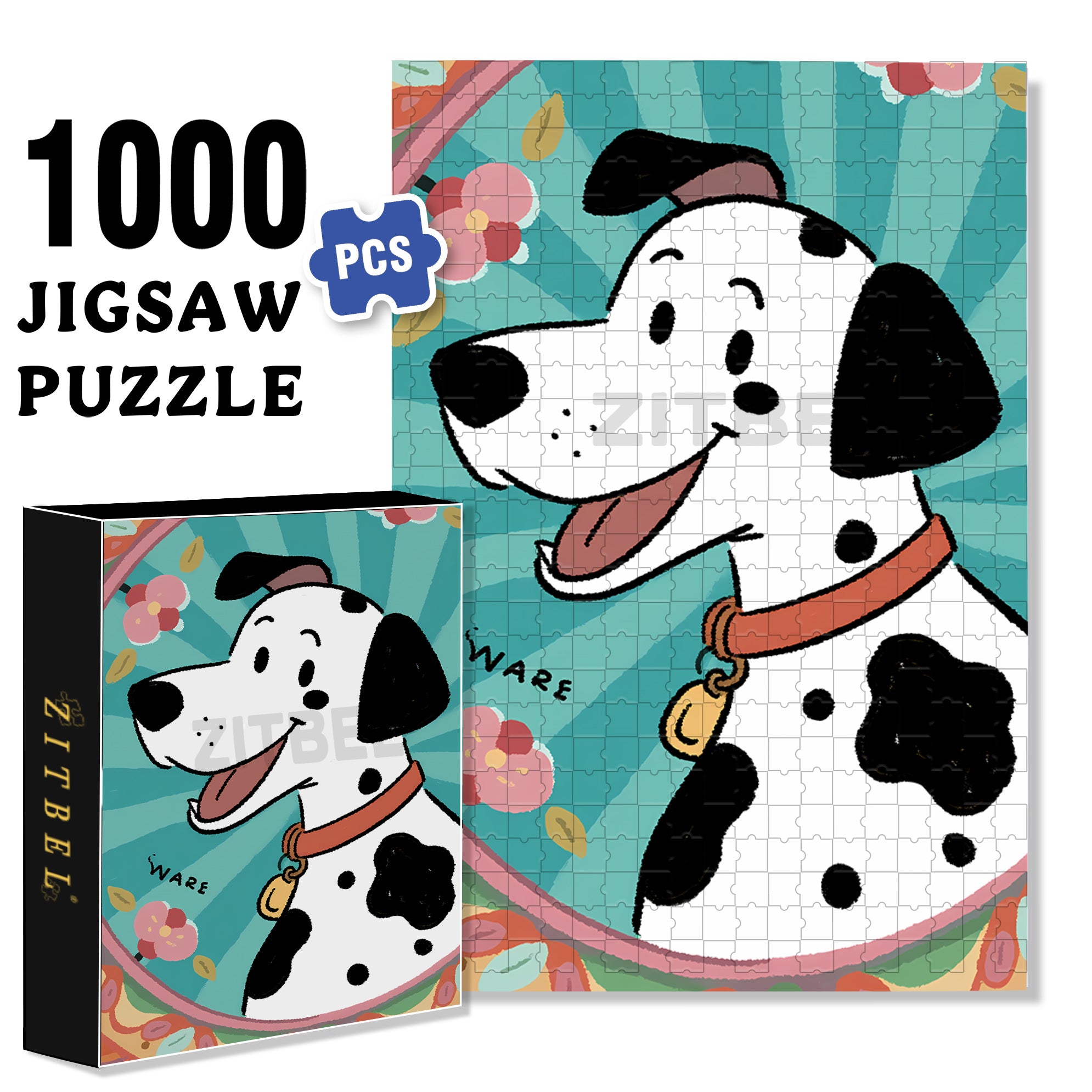 Dalmatian 500pcs/1000pcs Jigsaw Puzzle, Scratch-Resistant, Interactive Family Game & Brain-Boosting DIY Decor, Perfect for Halloween, Christmas & New Year Gifts, Family Puzzle Game
