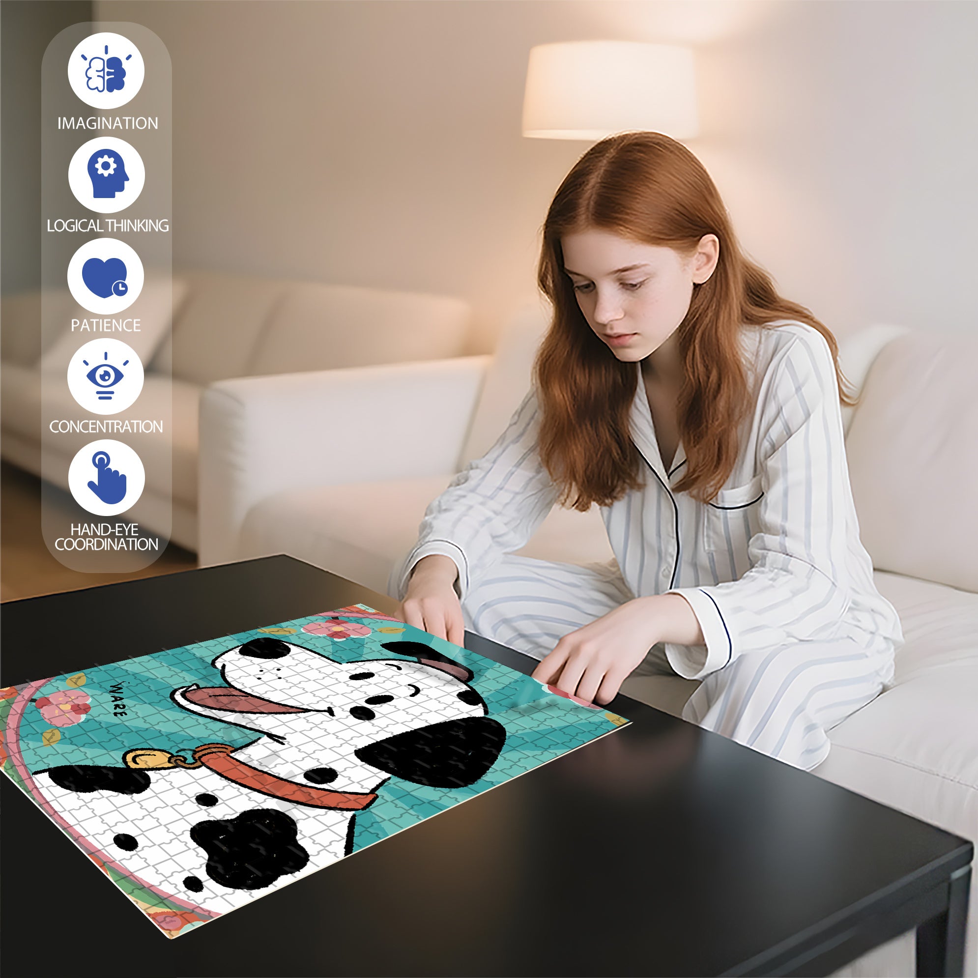 Dalmatian 500pcs/1000pcs Jigsaw Puzzle, Scratch-Resistant, Interactive Family Game & Brain-Boosting DIY Decor, Perfect for Halloween, Christmas & New Year Gifts, Family Puzzle Game