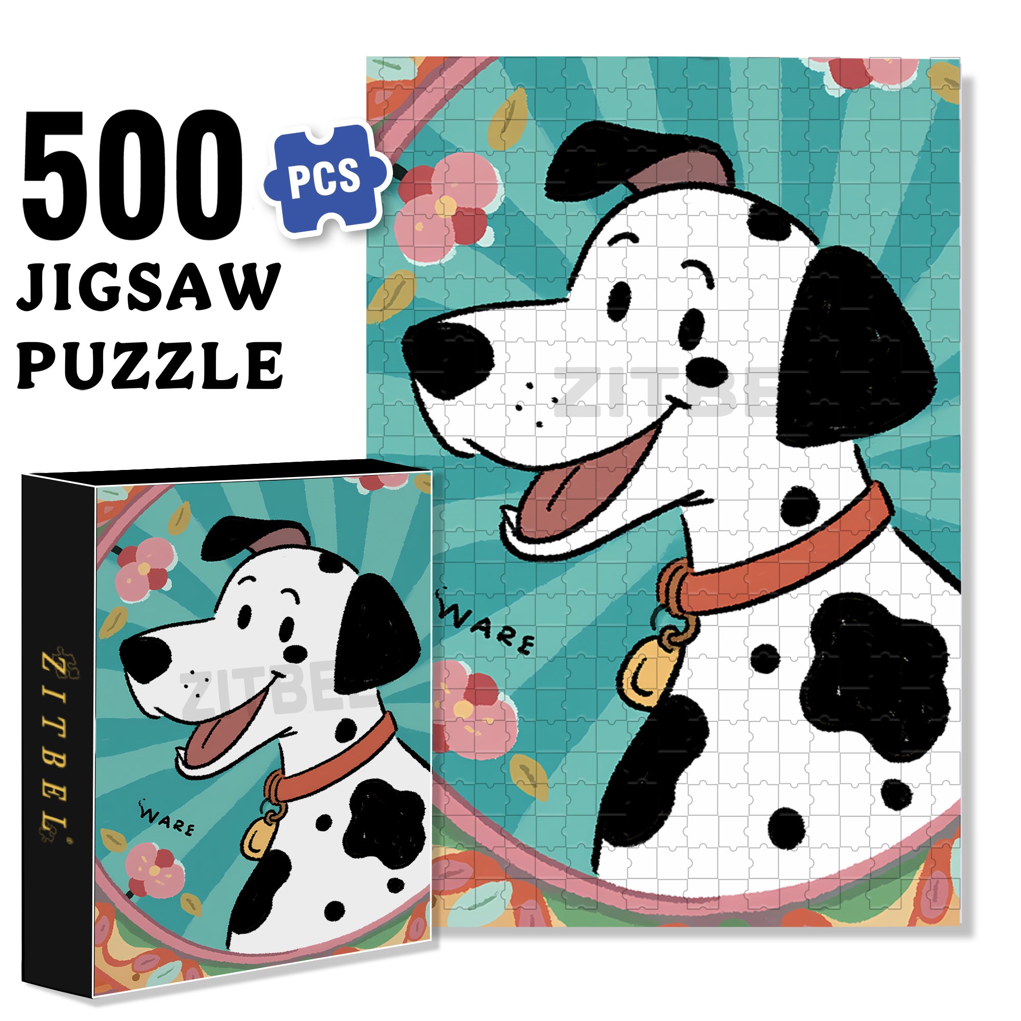 Dalmatian 500pcs/1000pcs Jigsaw Puzzle, Scratch-Resistant, Interactive Family Game & Brain-Boosting DIY Decor, Perfect for Halloween, Christmas & New Year Gifts, Family Puzzle Game