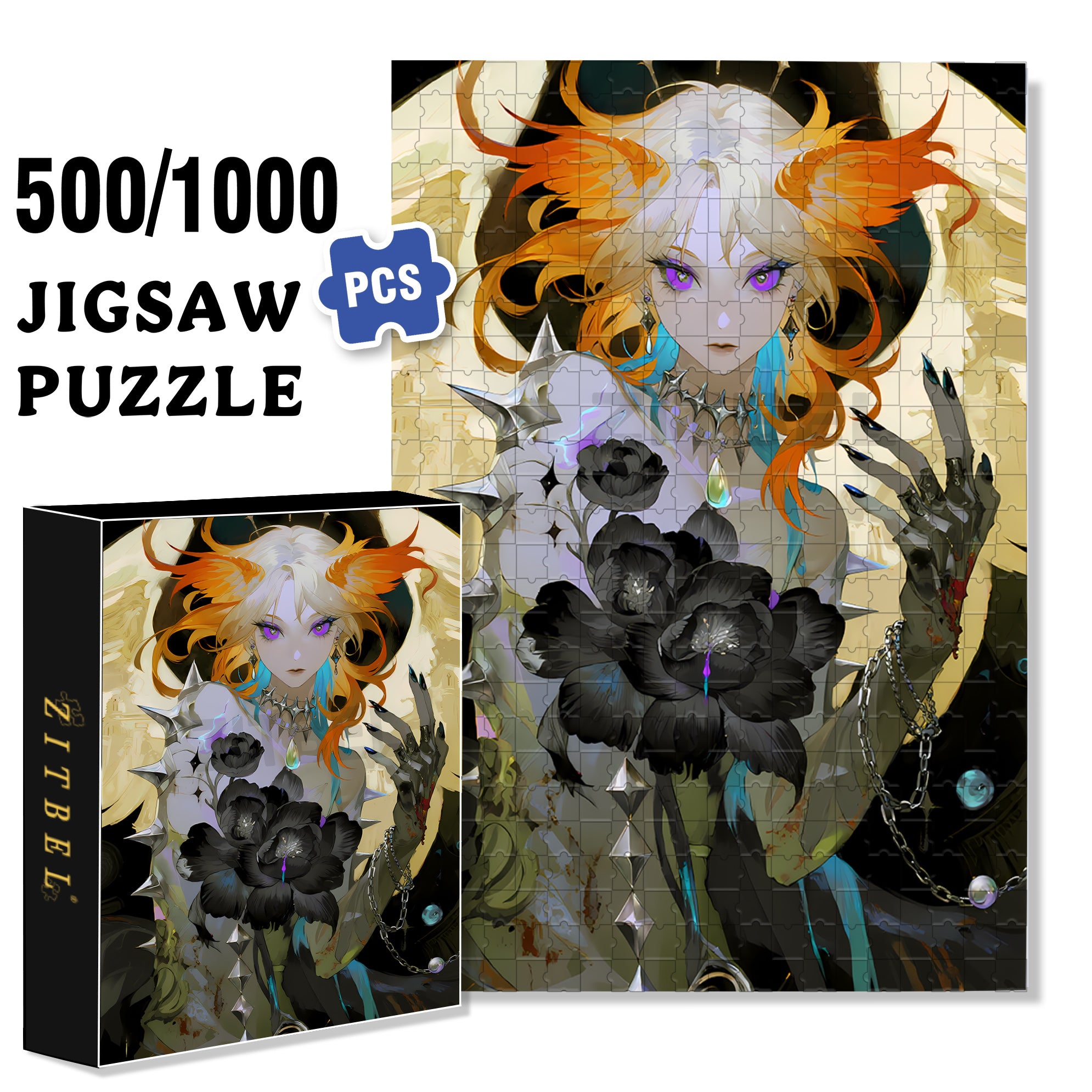 Dark Queen 500pcs/1000pcs Jigsaw Puzzle, Scratch-Resistant, Interactive Family Game & Brain-Boosting DIY Decor, Perfect for Halloween, Christmas & New Year Gifts, Family Puzzle Game
