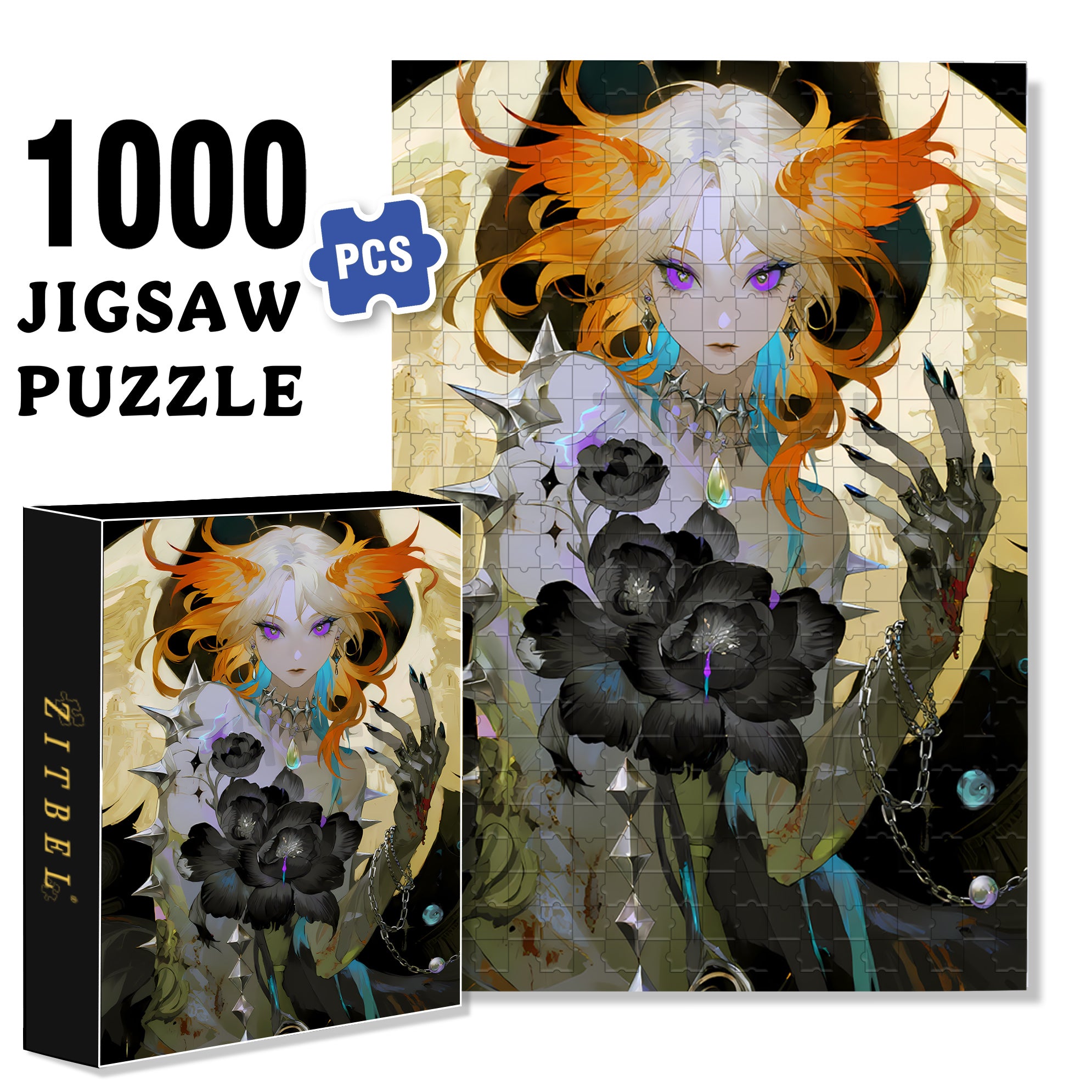 Dark Queen 500pcs/1000pcs Jigsaw Puzzle, Scratch-Resistant, Interactive Family Game & Brain-Boosting DIY Decor, Perfect for Halloween, Christmas & New Year Gifts, Family Puzzle Game