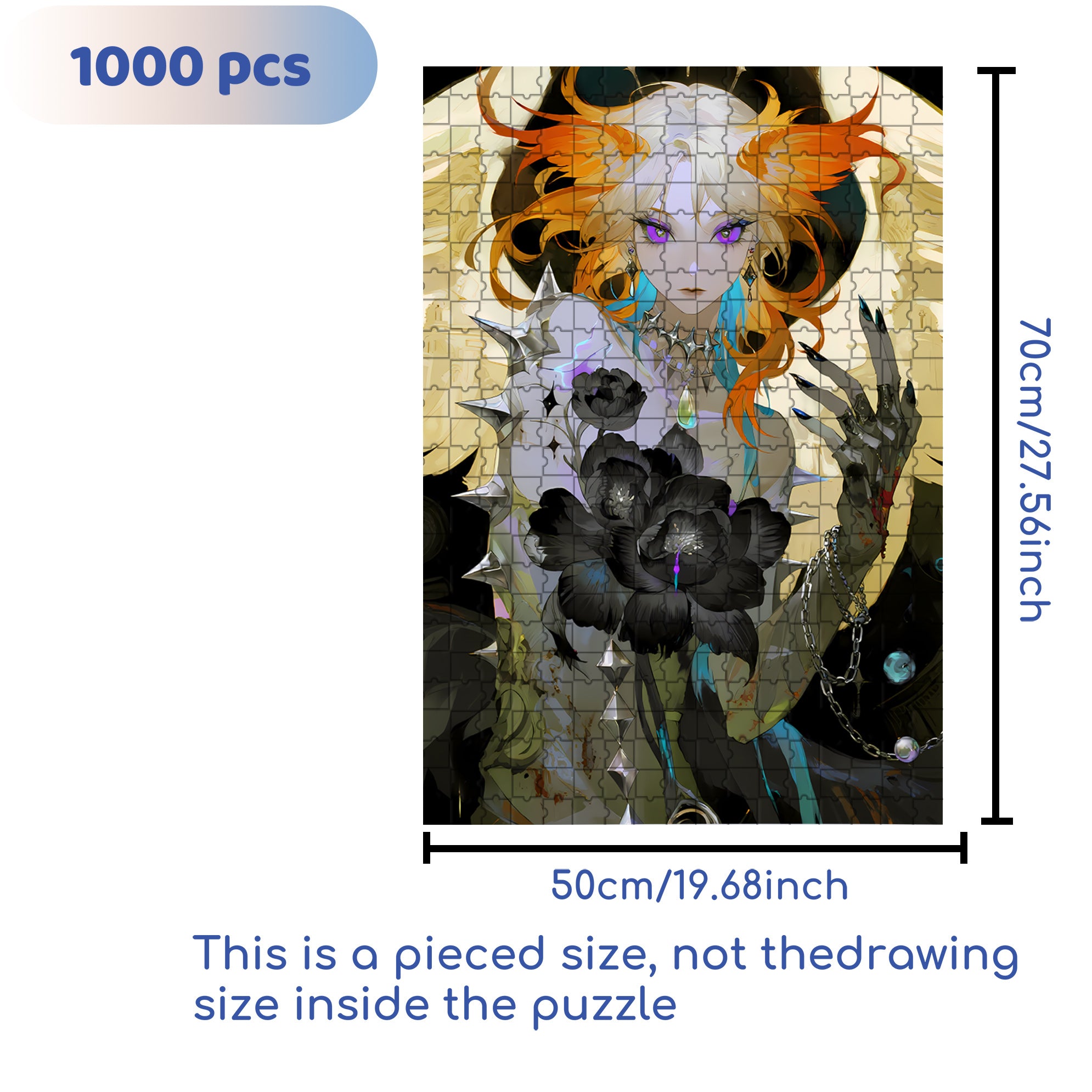 Dark Queen 500pcs/1000pcs Jigsaw Puzzle, Scratch-Resistant, Interactive Family Game & Brain-Boosting DIY Decor, Perfect for Halloween, Christmas & New Year Gifts, Family Puzzle Game