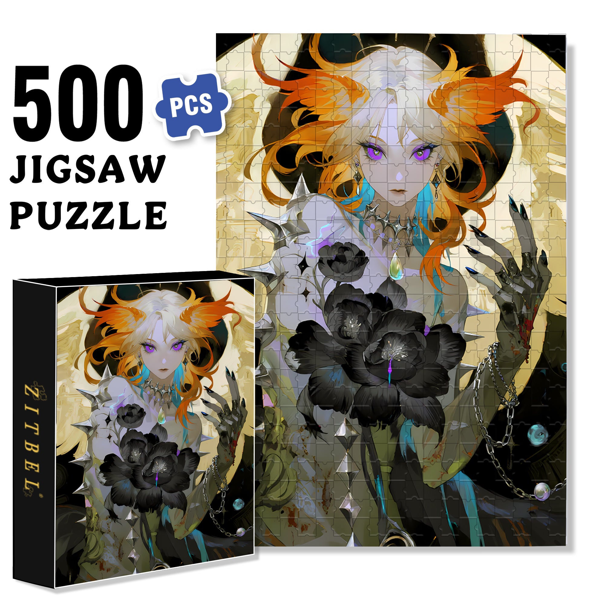 Dark Queen 500pcs/1000pcs Jigsaw Puzzle, Scratch-Resistant, Interactive Family Game & Brain-Boosting DIY Decor, Perfect for Halloween, Christmas & New Year Gifts, Family Puzzle Game