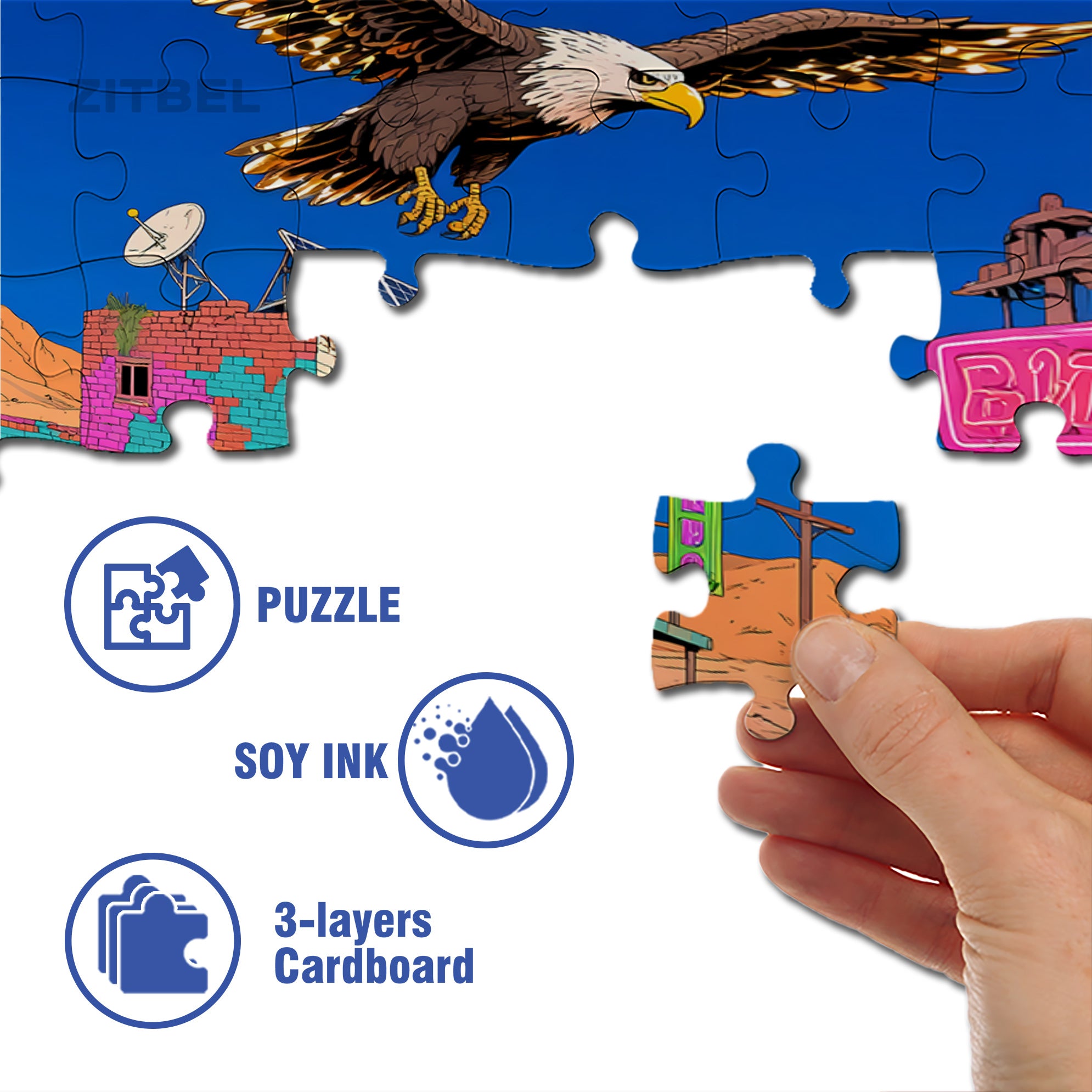 Desert Speed 500pcs/1000pcs Jigsaw Puzzle, Scratch-Resistant, Interactive Family Game & Brain-Boosting DIY Decor, Perfect for Halloween, Christmas & New Year Gifts, Family Puzzle Game