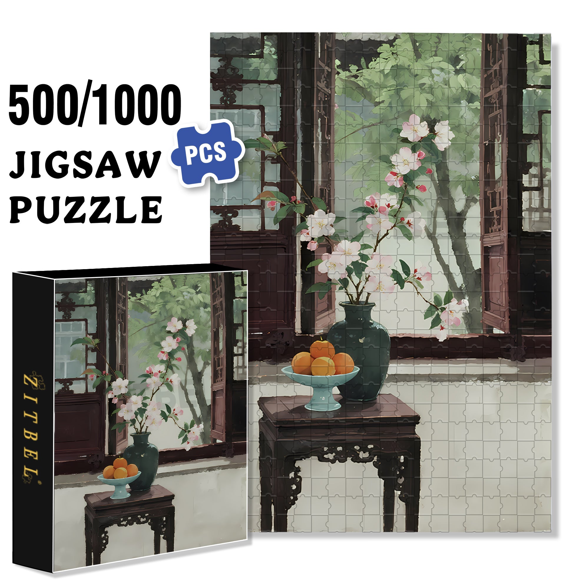 Elegant 500pcs/1000pcs Jigsaw Puzzle, Scratch-Resistant, Interactive Family Game & Brain-Boosting DIY Decor, Perfect for Halloween, Christmas & New Year Gifts, Family Puzzle Game