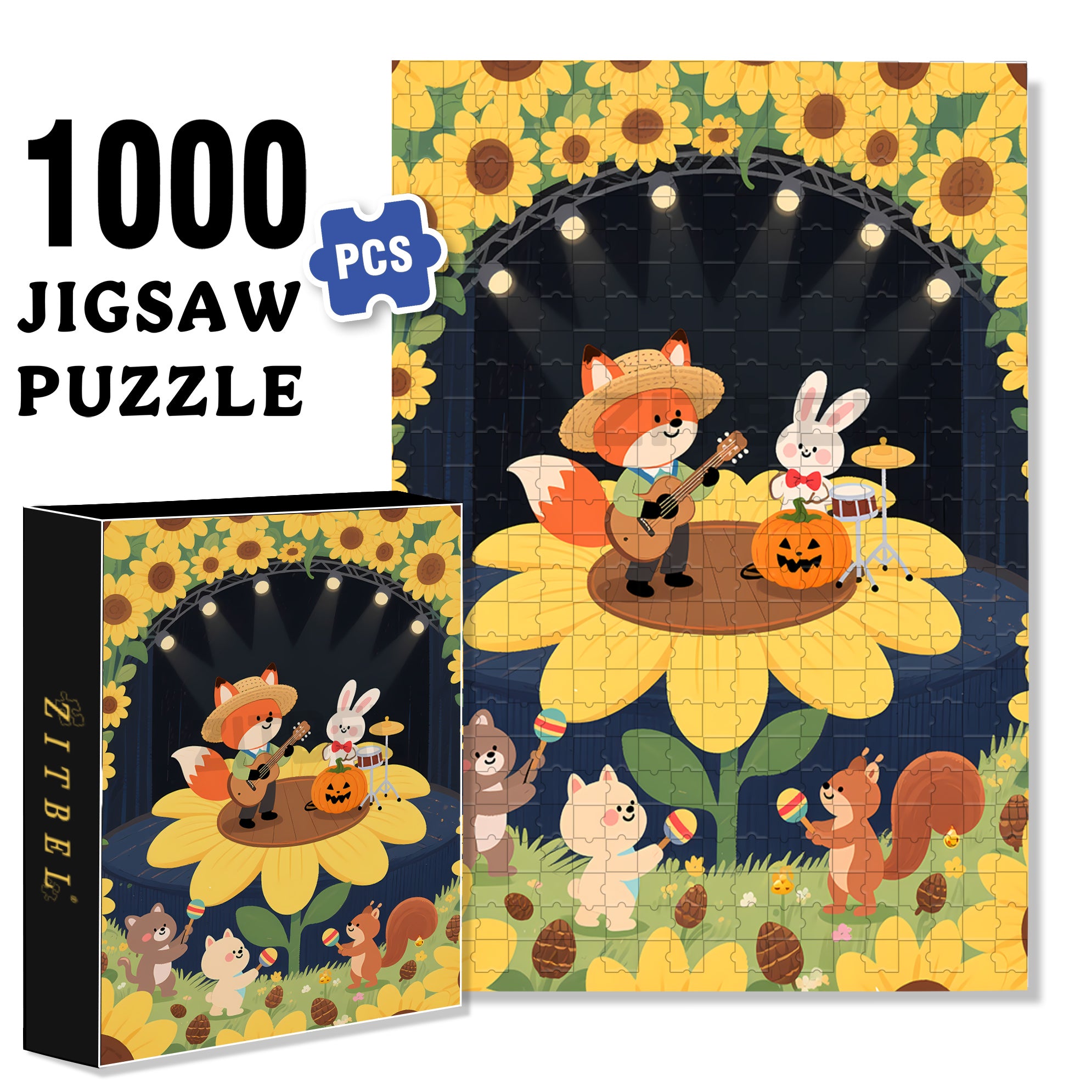 Forest Concert 500pcs/1000pcs Jigsaw Puzzle, Scratch-Resistant, Interactive Family Game & Brain-Boosting DIY Decor, Perfect for Halloween, Christmas & New Year Gifts, Family Puzzle Game