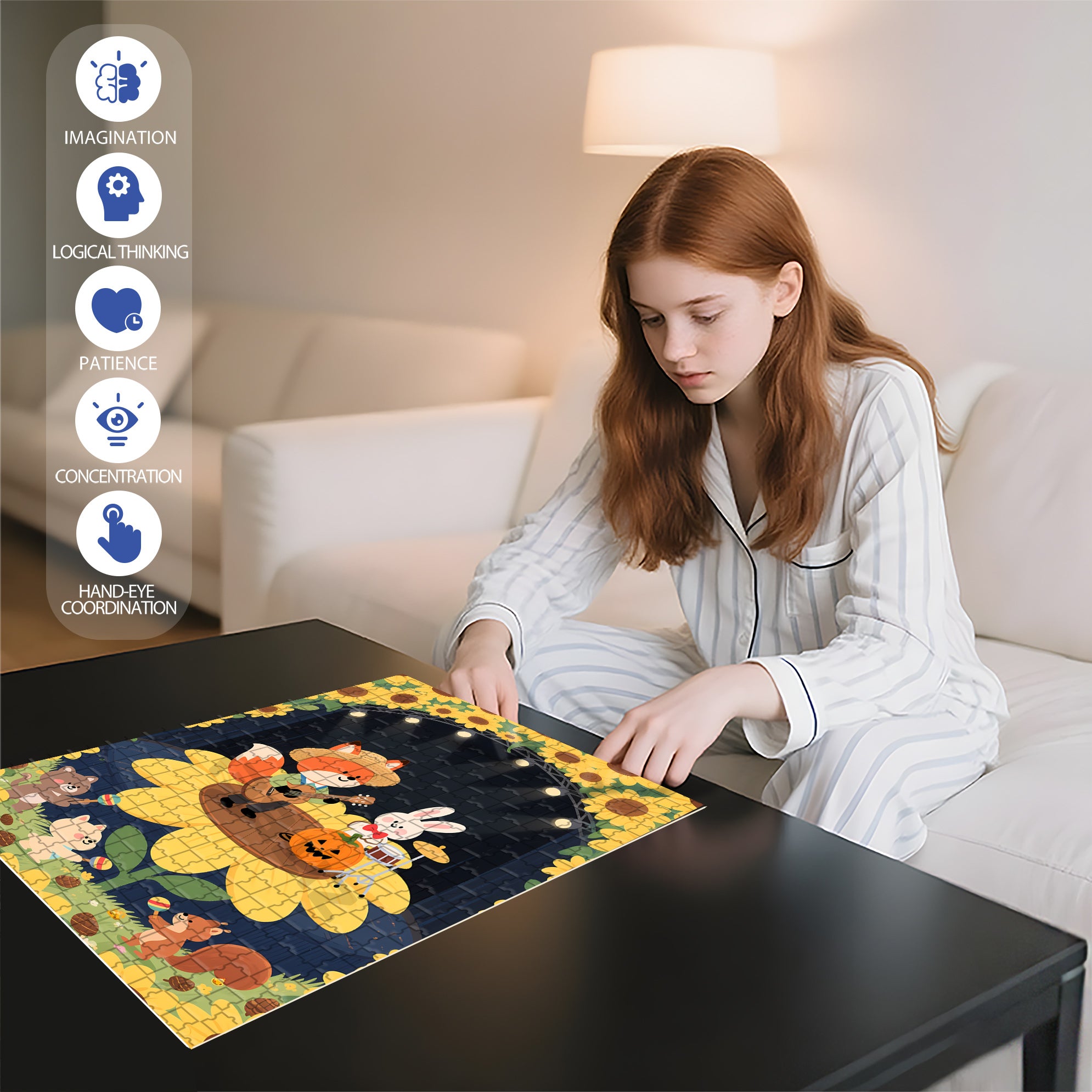 Forest Concert 500pcs/1000pcs Jigsaw Puzzle, Scratch-Resistant, Interactive Family Game & Brain-Boosting DIY Decor, Perfect for Halloween, Christmas & New Year Gifts, Family Puzzle Game