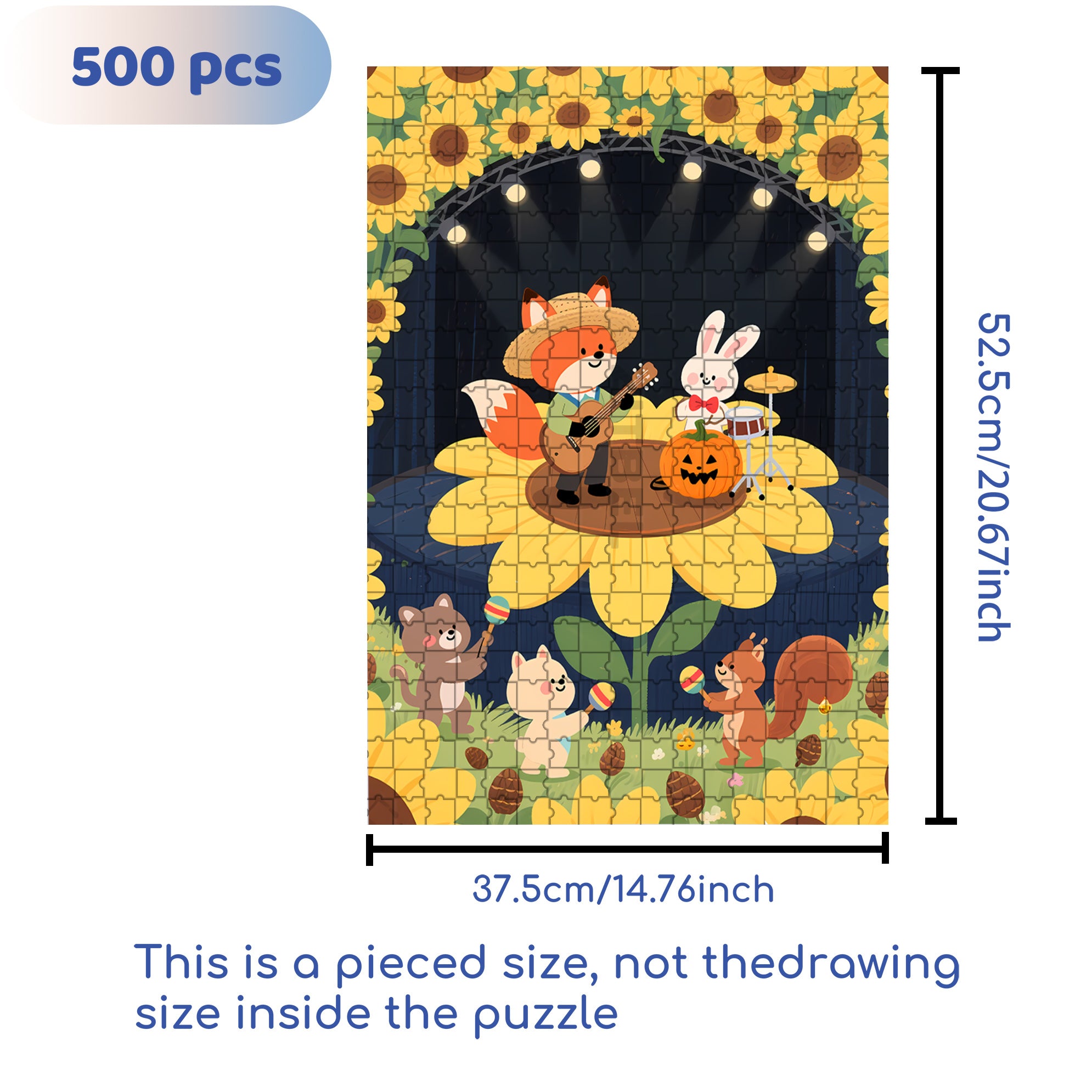 Forest Concert 500pcs/1000pcs Jigsaw Puzzle, Scratch-Resistant, Interactive Family Game & Brain-Boosting DIY Decor, Perfect for Halloween, Christmas & New Year Gifts, Family Puzzle Game