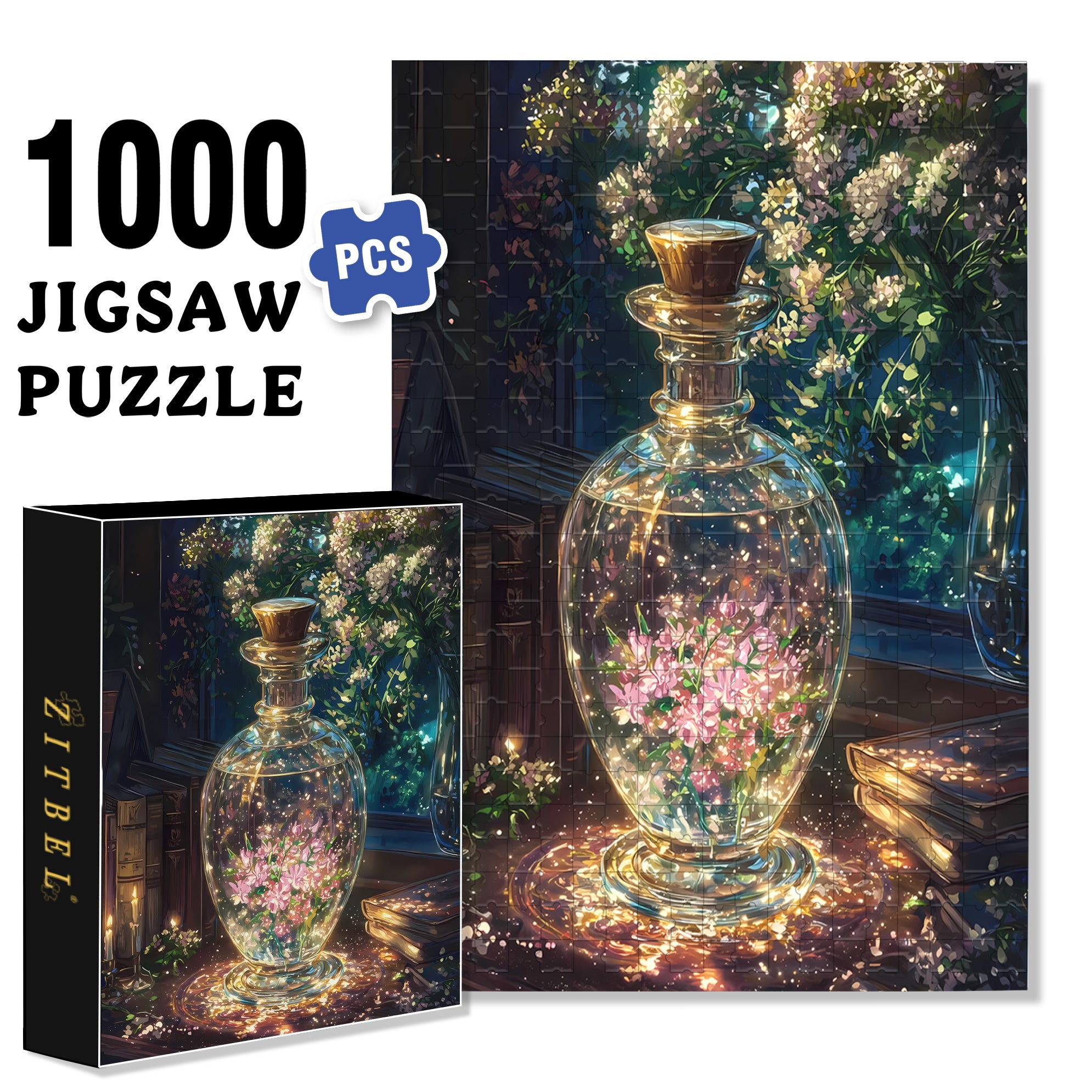 Glass Bottle 500pcs/1000pcs Jigsaw Puzzle, Scratch-Resistant, Interactive Family Game & Brain-Boosting DIY Decor, Perfect for Halloween, Christmas & New Year Gifts, Family Puzzle Game