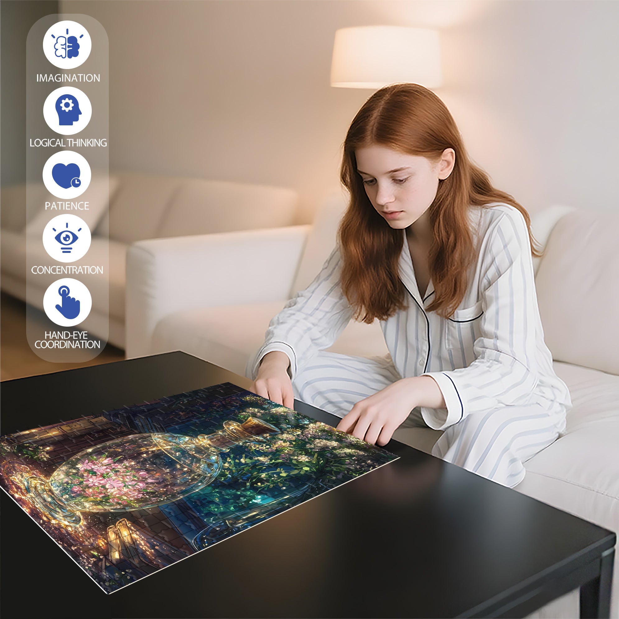 Glass Bottle 500pcs/1000pcs Jigsaw Puzzle, Scratch-Resistant, Interactive Family Game & Brain-Boosting DIY Decor, Perfect for Halloween, Christmas & New Year Gifts, Family Puzzle Game