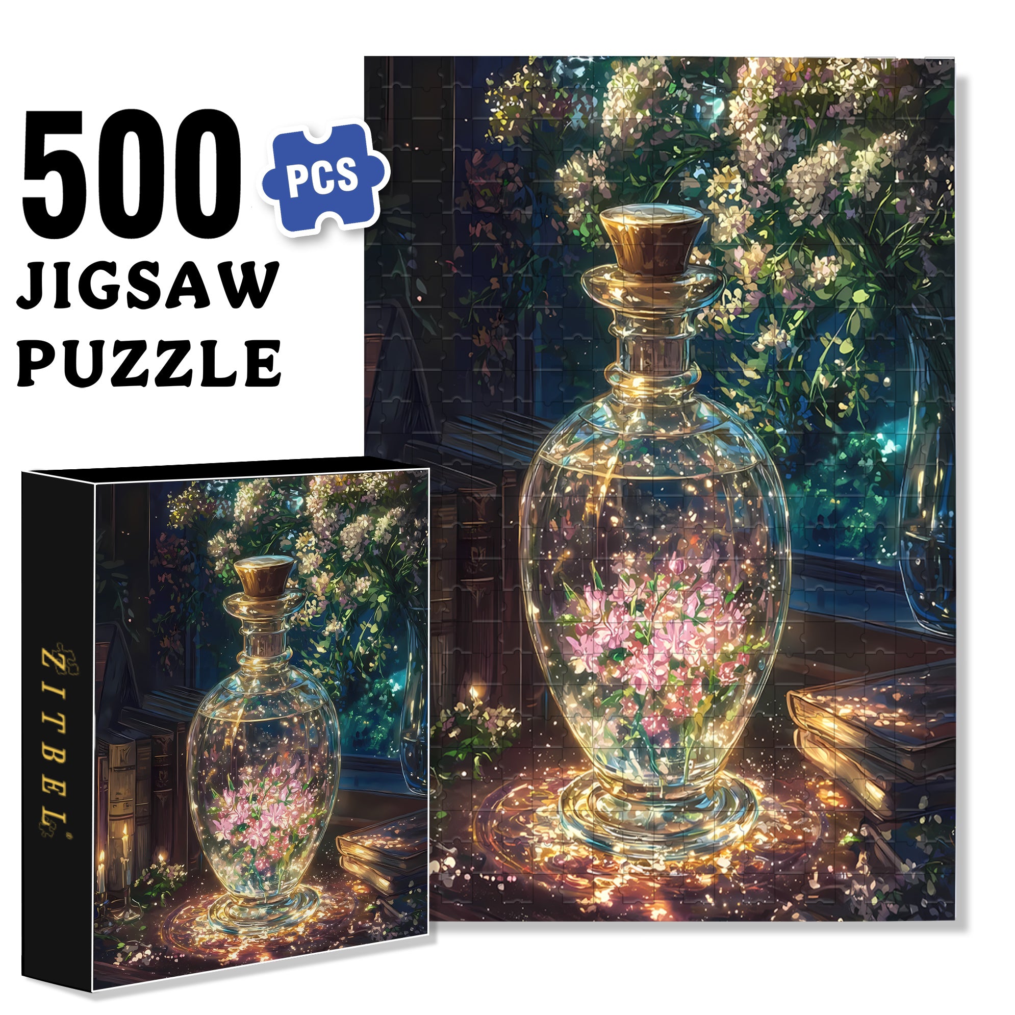Glass Bottle 500pcs/1000pcs Jigsaw Puzzle, Scratch-Resistant, Interactive Family Game & Brain-Boosting DIY Decor, Perfect for Halloween, Christmas & New Year Gifts, Family Puzzle Game