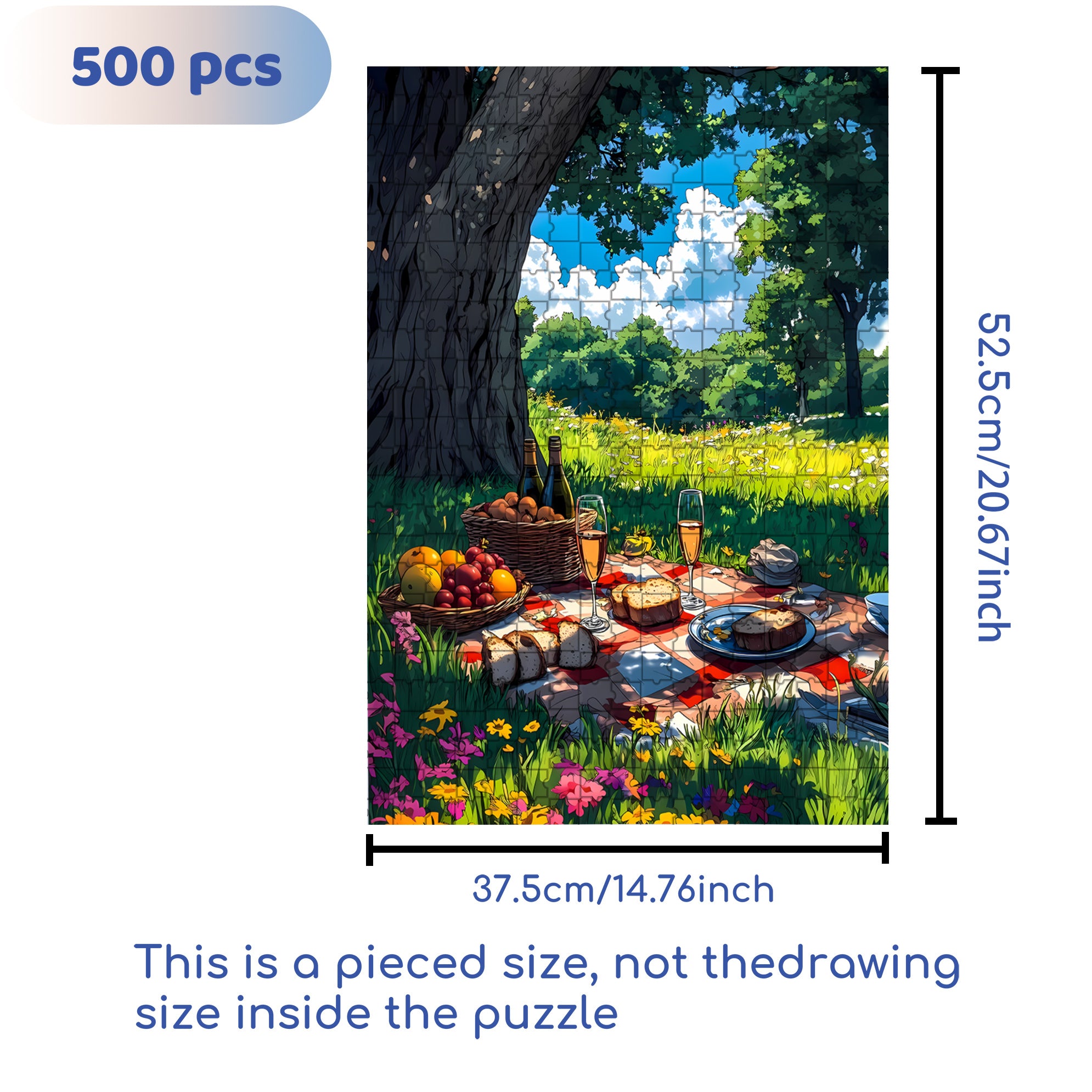Go On A Picnic In Spring 500pcs/1000pcs Jigsaw Puzzle, Scratch-Resistant, Interactive Family Game & Brain-Boosting DIY Decor, Perfect for Halloween, Christmas & New Year Gifts, Family Puzzle Game
