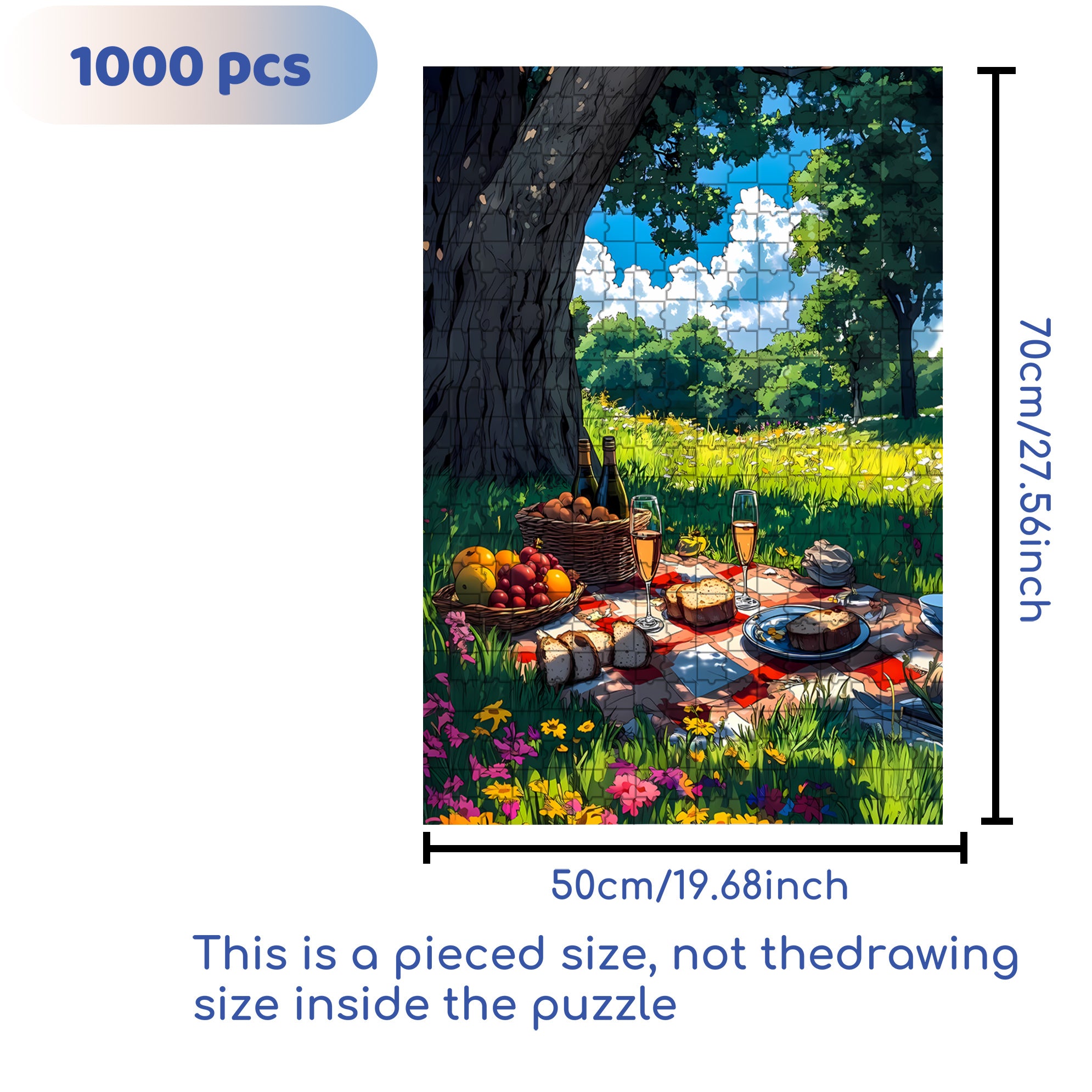 Go On A Picnic In Spring 500pcs/1000pcs Jigsaw Puzzle, Scratch-Resistant, Interactive Family Game & Brain-Boosting DIY Decor, Perfect for Halloween, Christmas & New Year Gifts, Family Puzzle Game