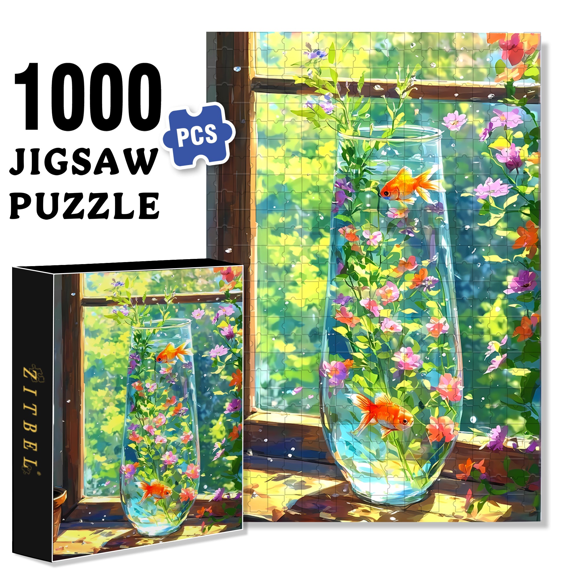 Goldfish 500pcs/1000pcs Jigsaw Puzzle, Scratch-Resistant, Interactive Family Game & Brain-Boosting DIY Decor, Perfect for Halloween, Christmas & New Year Gifts, Family Puzzle Game