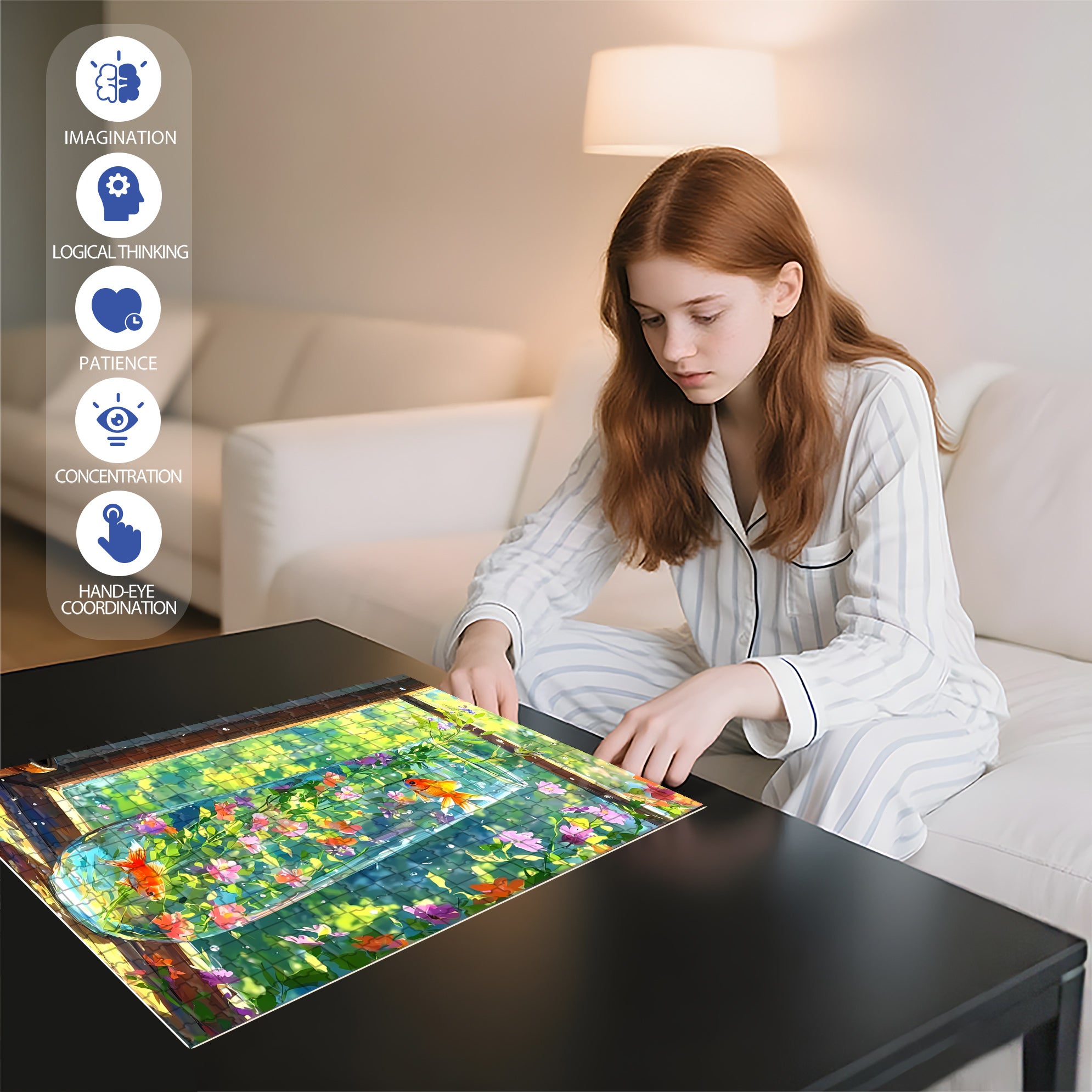 Goldfish 500pcs/1000pcs Jigsaw Puzzle, Scratch-Resistant, Interactive Family Game & Brain-Boosting DIY Decor, Perfect for Halloween, Christmas & New Year Gifts, Family Puzzle Game