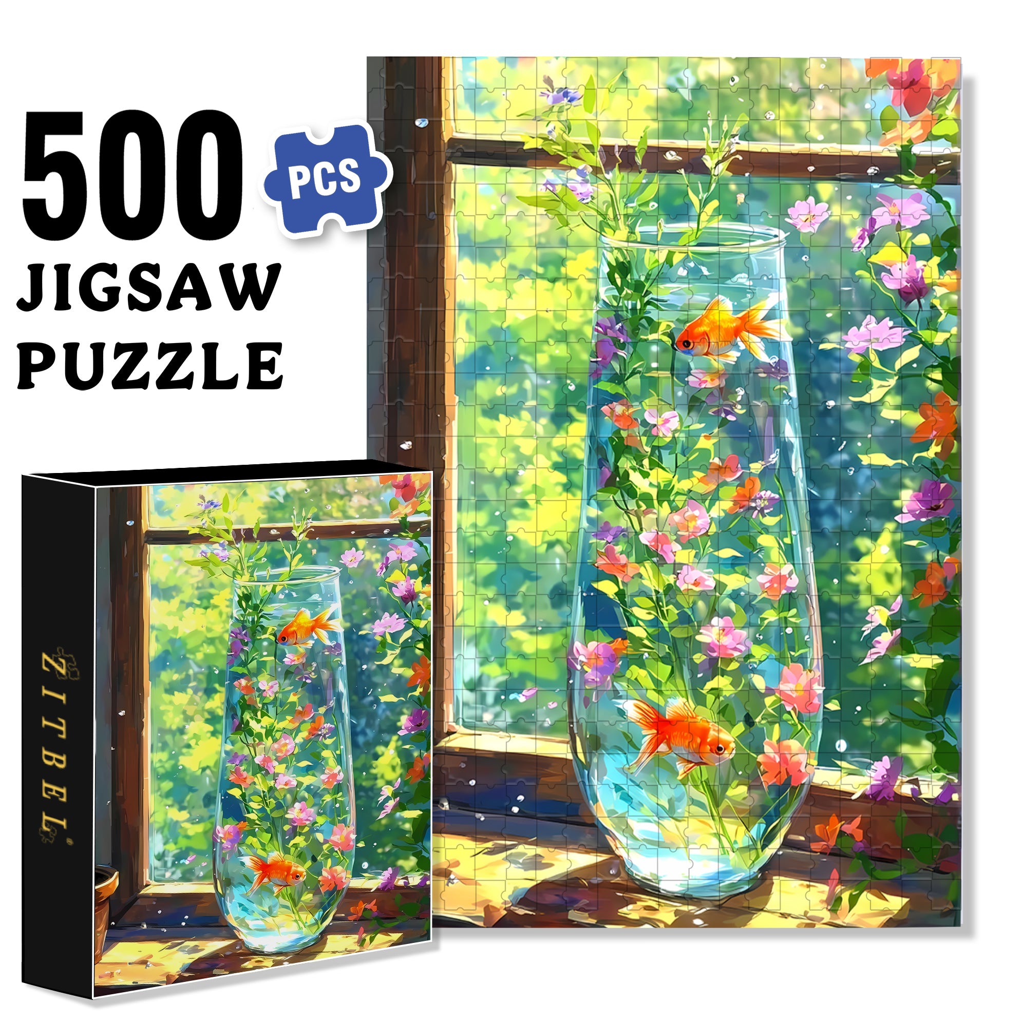 Goldfish 500pcs/1000pcs Jigsaw Puzzle, Scratch-Resistant, Interactive Family Game & Brain-Boosting DIY Decor, Perfect for Halloween, Christmas & New Year Gifts, Family Puzzle Game