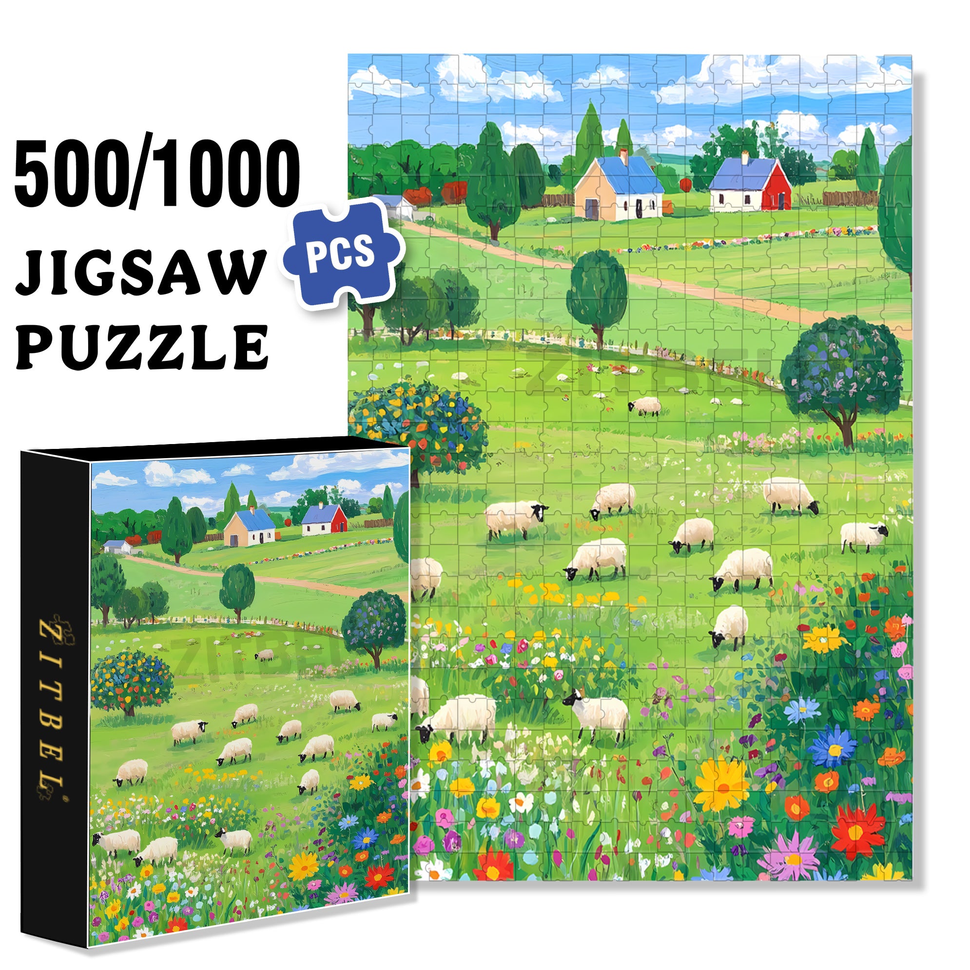 Grandpa's Farm 500pcs/1000pcs Jigsaw Puzzle, Scratch-Resistant, Interactive Family Game & Brain-Boosting DIY Decor, Perfect for Halloween, Christmas & New Year Gifts, Family Puzzle Game
